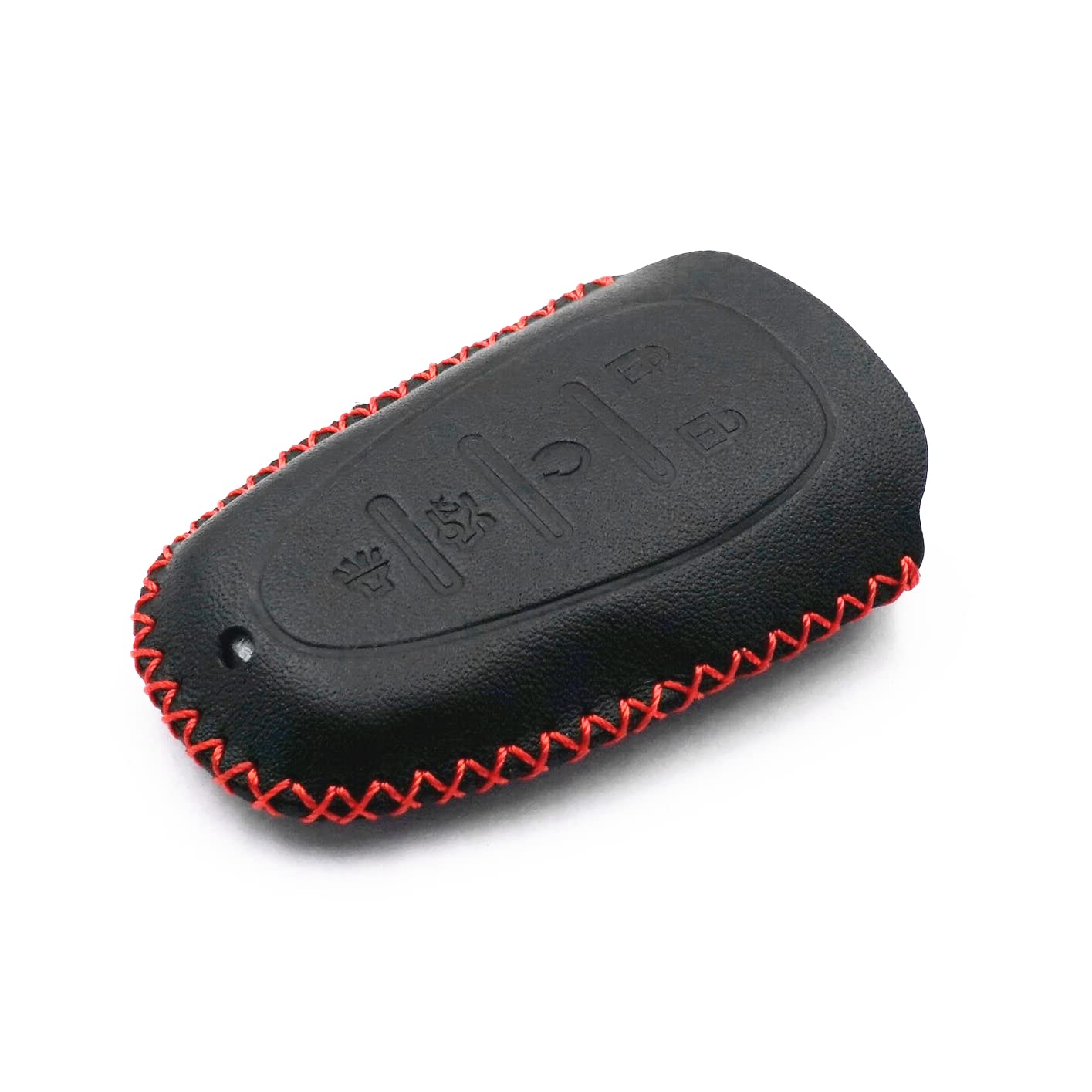 Genuine Leather Smart 5-Button Key Fob Case Cover with Chain for Chevrolet Camaro Cruze Equinox Malibu Limited Sonic Spark Traverse - Black | Premium Car Key Protection for Daily Use & Travel