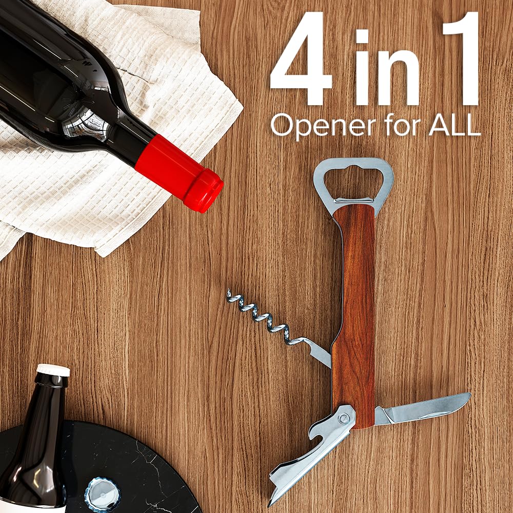Professional Stainless Steel Bottle Opener & Beer Corkscrew - Heavy Duty Bar Tool for Bartenders, Home Use, Parties & Outdoor Adventures