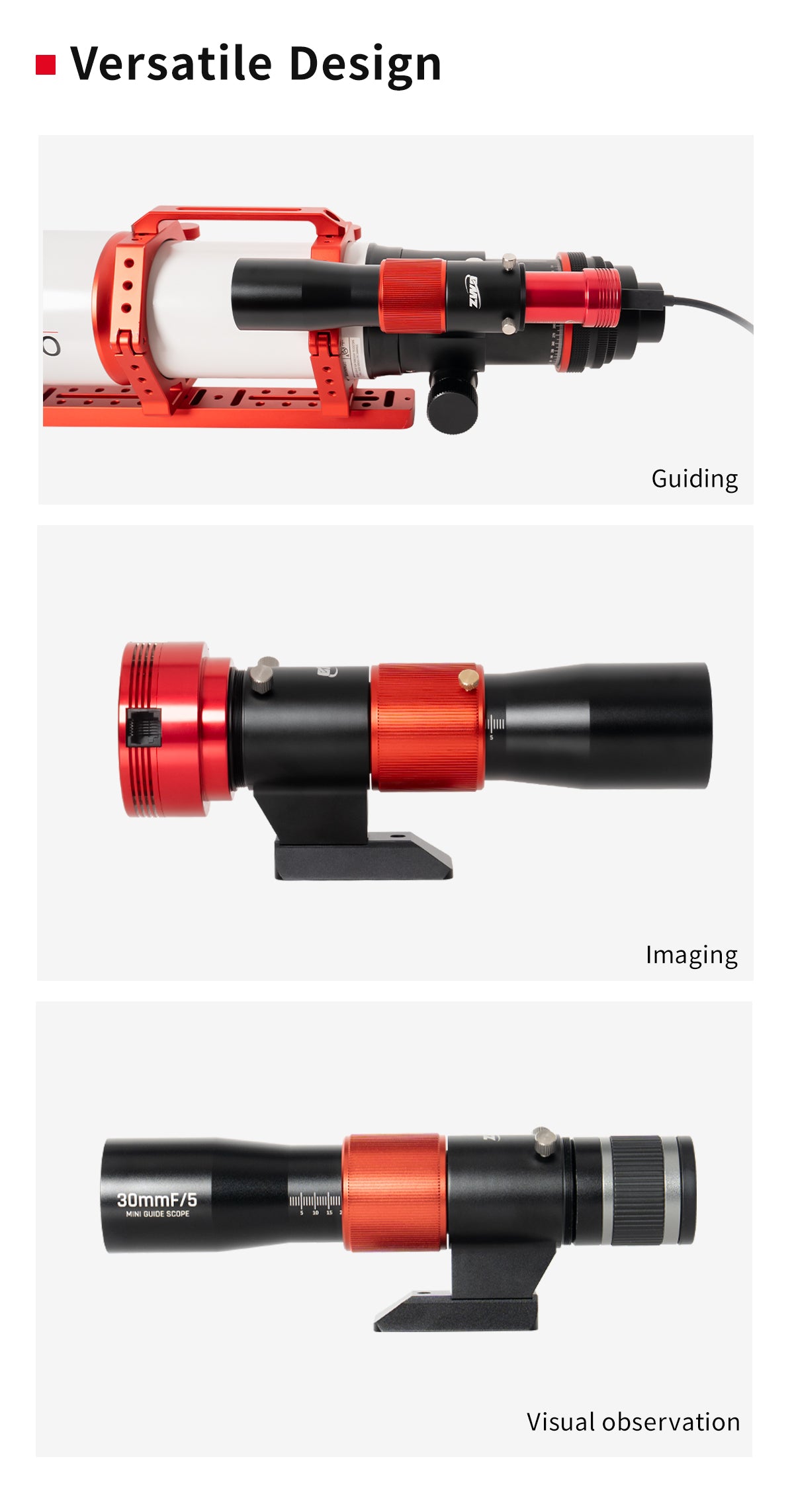 ZWO 30mm f/5 ED Mini Guide Scope - Compact & Lightweight Telescope for Astrophotography | Perfect for Stargazing, Night Sky Observation & Astronomy Enthusiasts