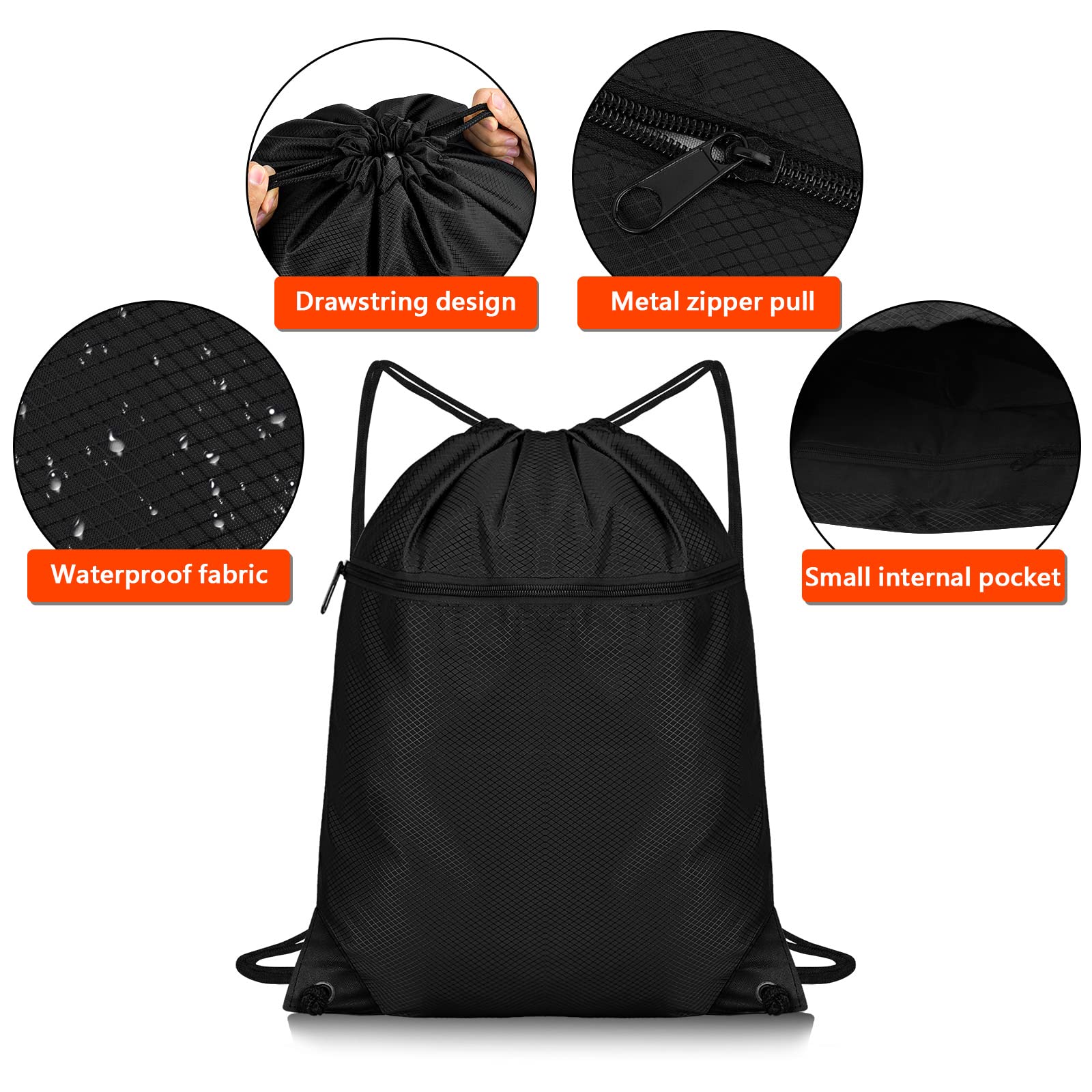 Nivofu Waterproof Drawstring Backpack - Lightweight Sports Gym Bag for Men & Women - Ideal for Running, Travel, Workout & Beach Essentials
