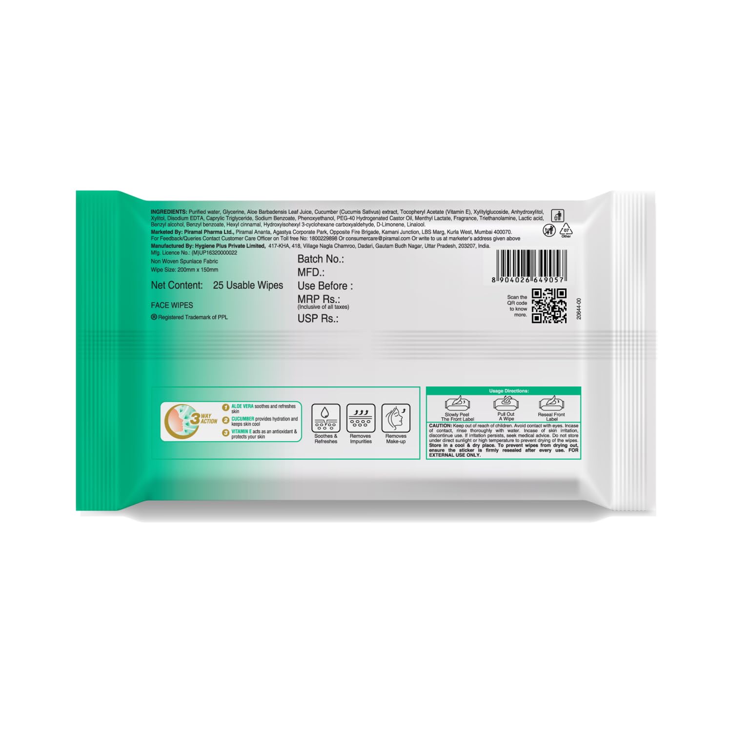 Lacto Calamine Daily Cleansing Facial Wipes - 25 Count (Pack of 4) | Aloe Vera, Cucumber & Vitamin E Infused Makeup Remover Wipes | Hydrating, Refreshing & Soothing | Paraben & Alcohol Free | Perfect for Travel, Gym & On-the-Go Skincare