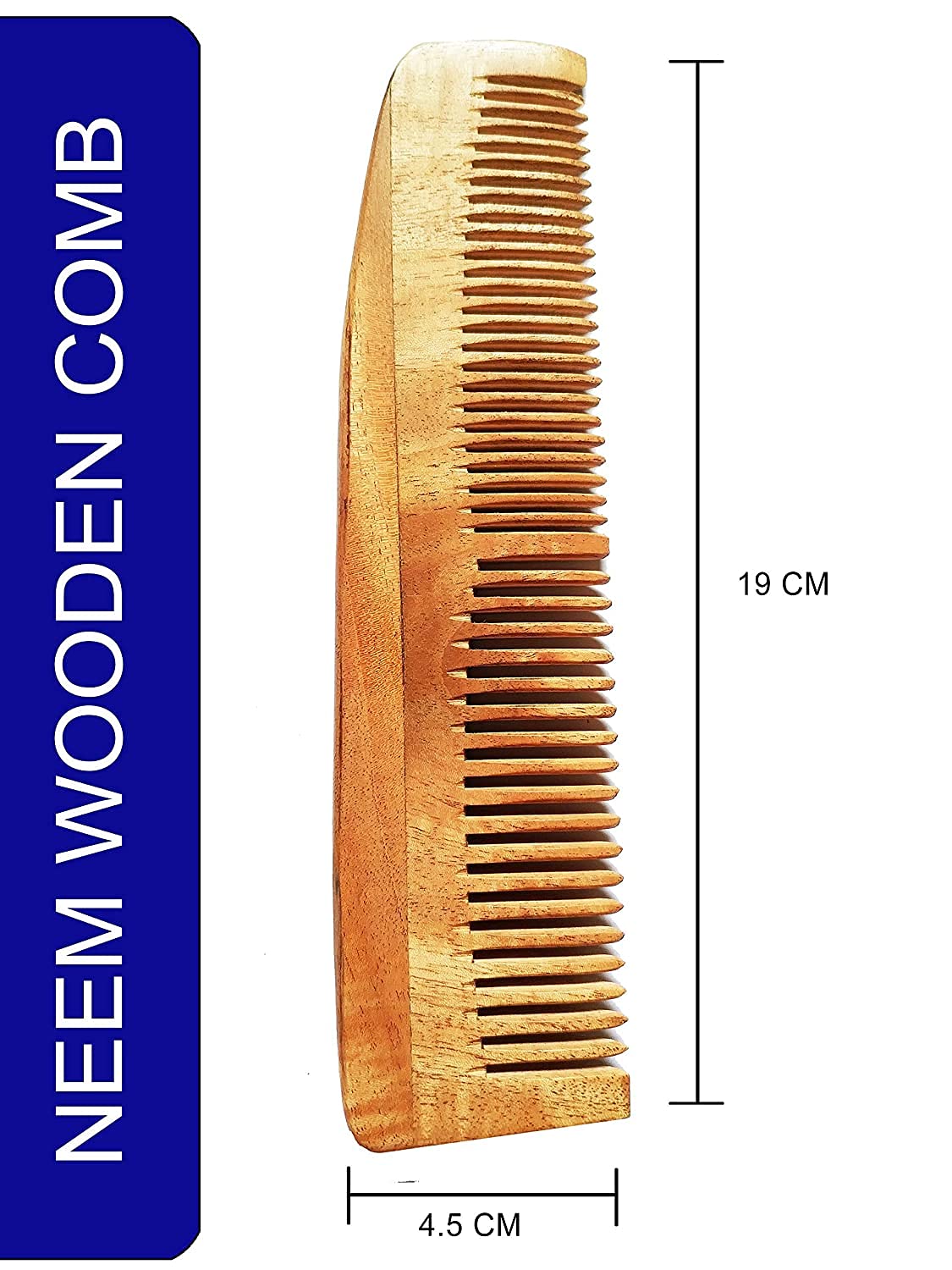 Natural Neem Wooden Comb for Men, Women & Kids - Anti-Dandruff, Hair Growth, Non-Static, Wide Teeth Design - Perfect for Daily Hair Care & Scalp Massage at Home
