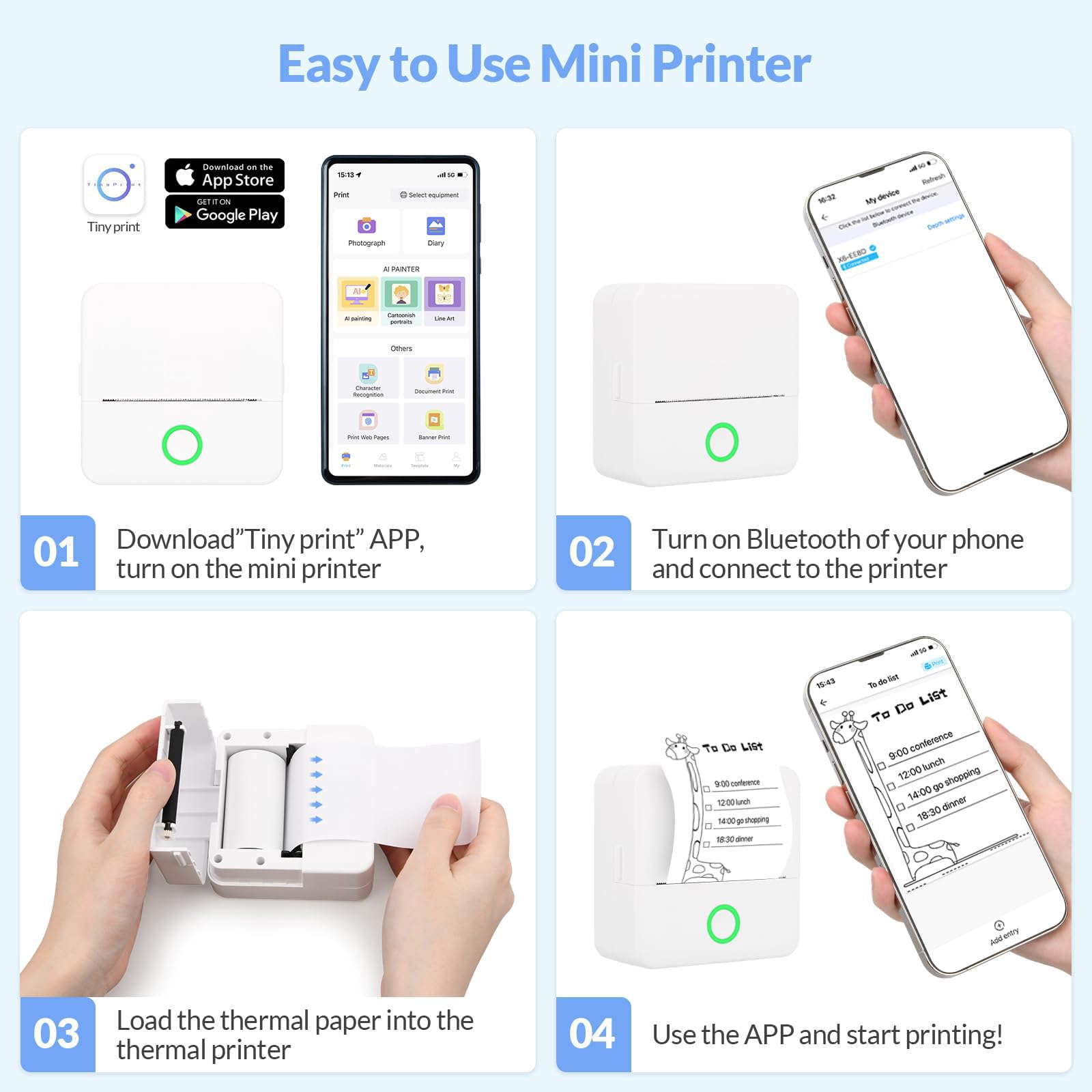 Portable Bluetooth Label Maker Machine with Tape - Smart Handheld Sticker Printer for Home & Office, Rechargeable Inkless Labeler with Multiple Templates & Fonts (Ideal for Organizing, Shipping & Inventory)