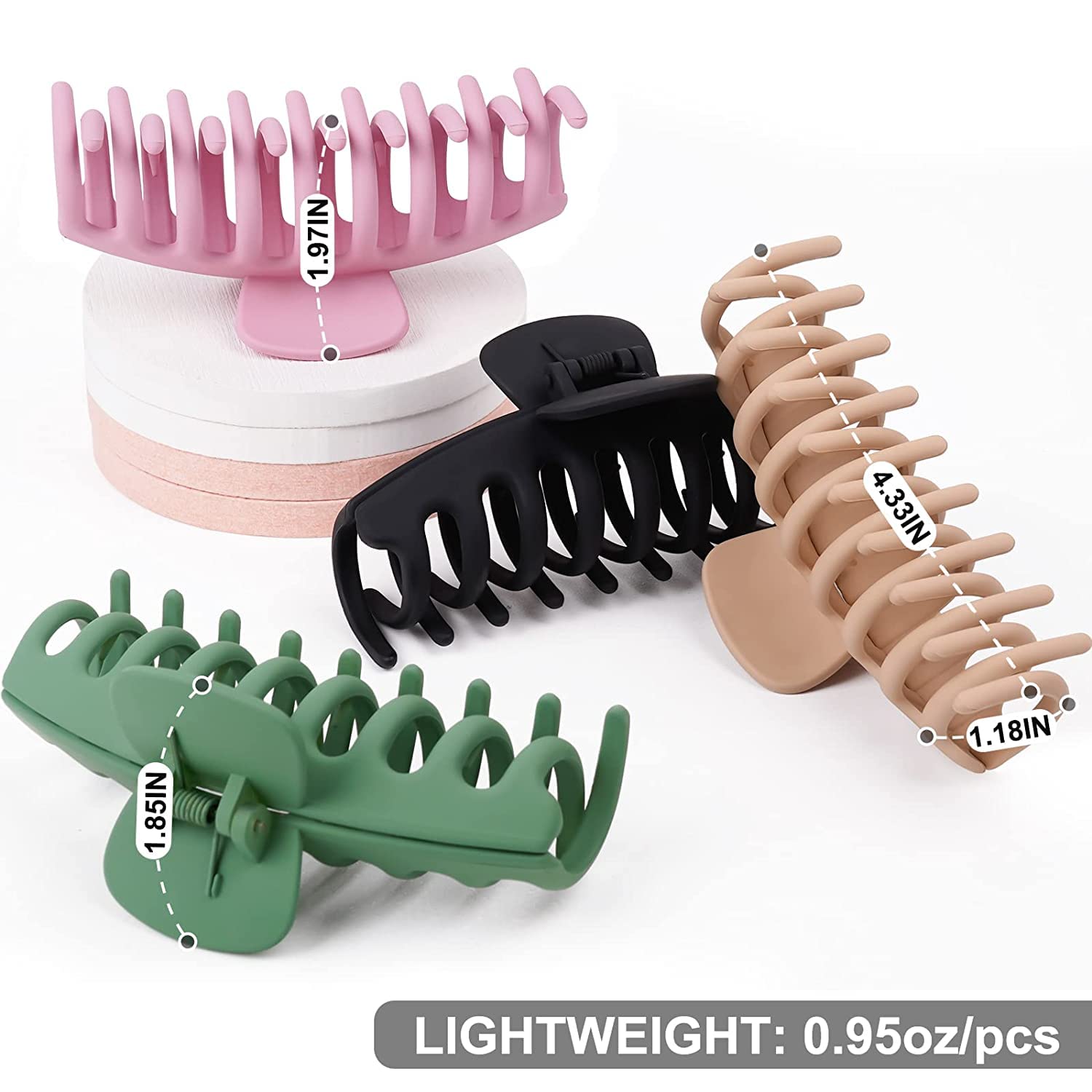 GT Gloptook Large Hair Claw Clips for Women - 4.33 Inch Non-Slip Matte Hair Clips for Thin, Thick & Curly Hair (6 Pack) - Strong Hold 90s Style Hair Accessories for Work, Gym & Everyday Use