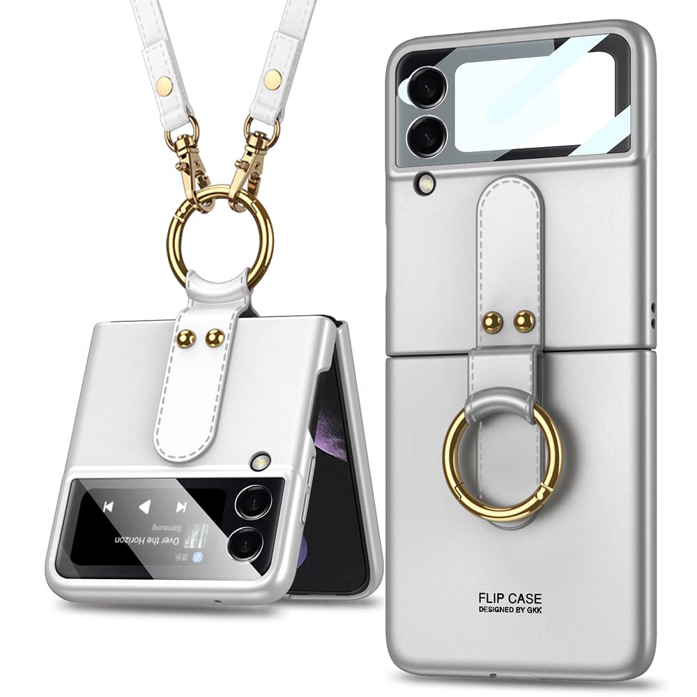 SHIEID Ultra-Thin Protective Case with Ring Stand for Samsung Galaxy Z Flip 3 5G - Slim Folding Screen Cover, Quick Mini Backpack Conversion (Silver) | Perfect for Work, Travel & Everyday Protection