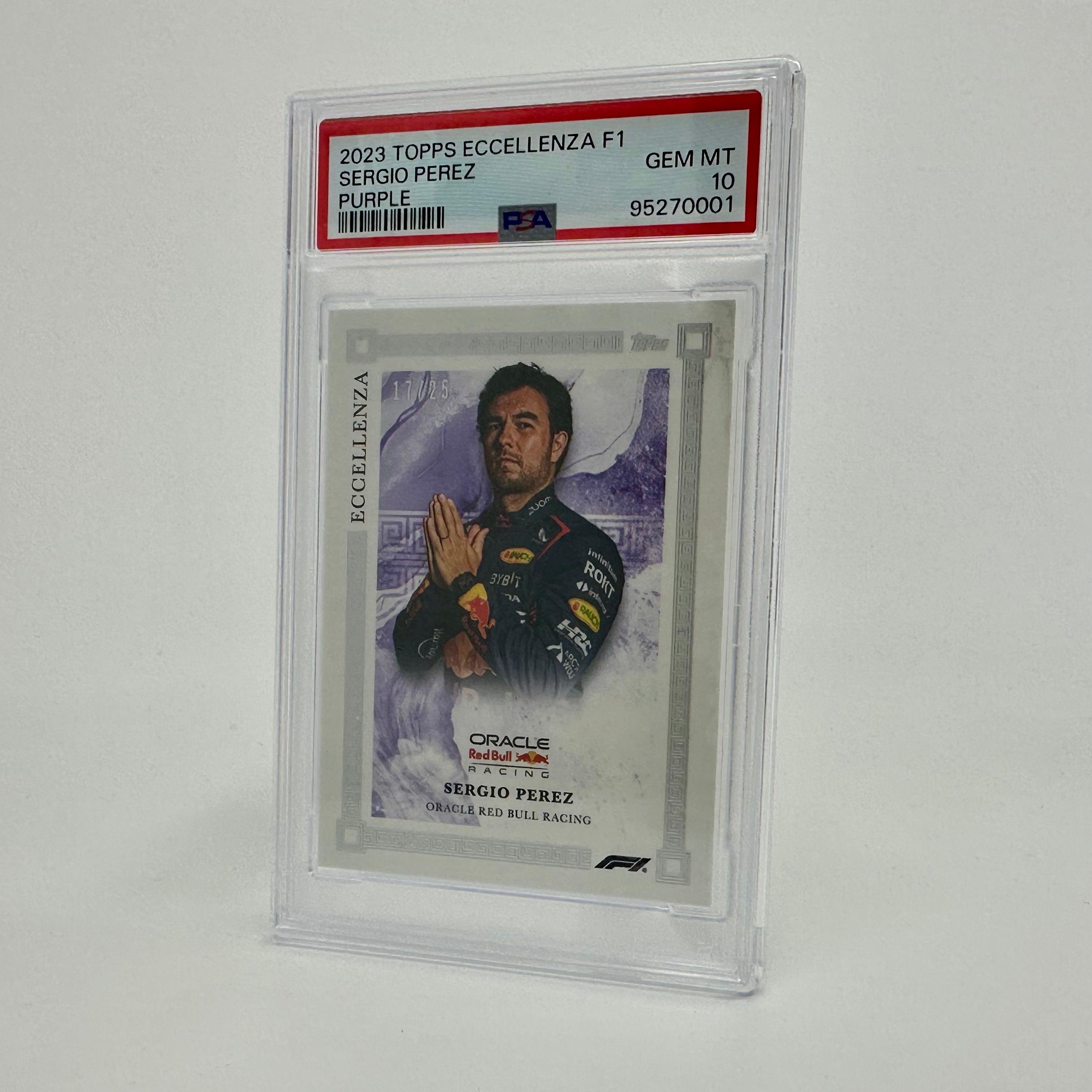 2023 Topps Eccellenza PSA 10 Sergio Perez Purple Parallel Card 17/25 - Rare F1 Racing Collectible for Sports Memorabilia & Trading Card Enthusiasts