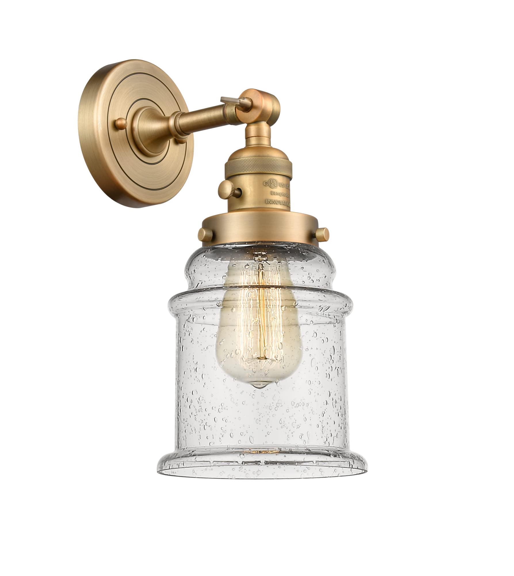 Innovations 203SW-BB-G184 Modern 1-Light Wall Sconce with High/Low/Off Switch in Brushed Brass Finish - Perfect for Bedroom, Hallway, and Living Room Lighting Decor