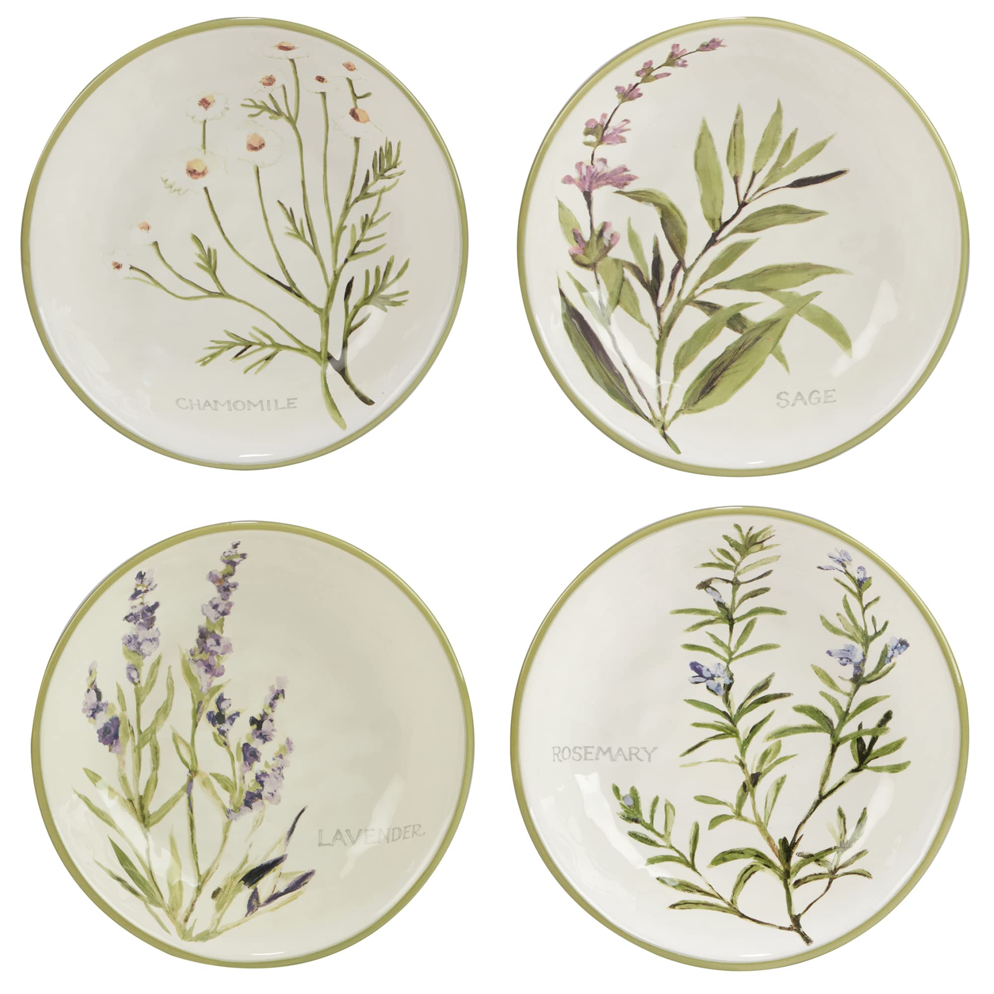 Certified International Fresh Herbs 36 oz Soup & Pasta Bowls - Set of 4 Colorful 9-Inch Ceramic Bowls (2