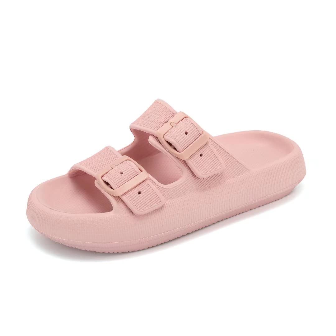 YOCCI Women's & Men's Pillow Slippers - Cushioned Slides with Thick Non-Slip Sole, Adjustable Double Buckle - Comfortable Indoor/Outdoor Sandals for Pool, Beach, Spa & Home Use