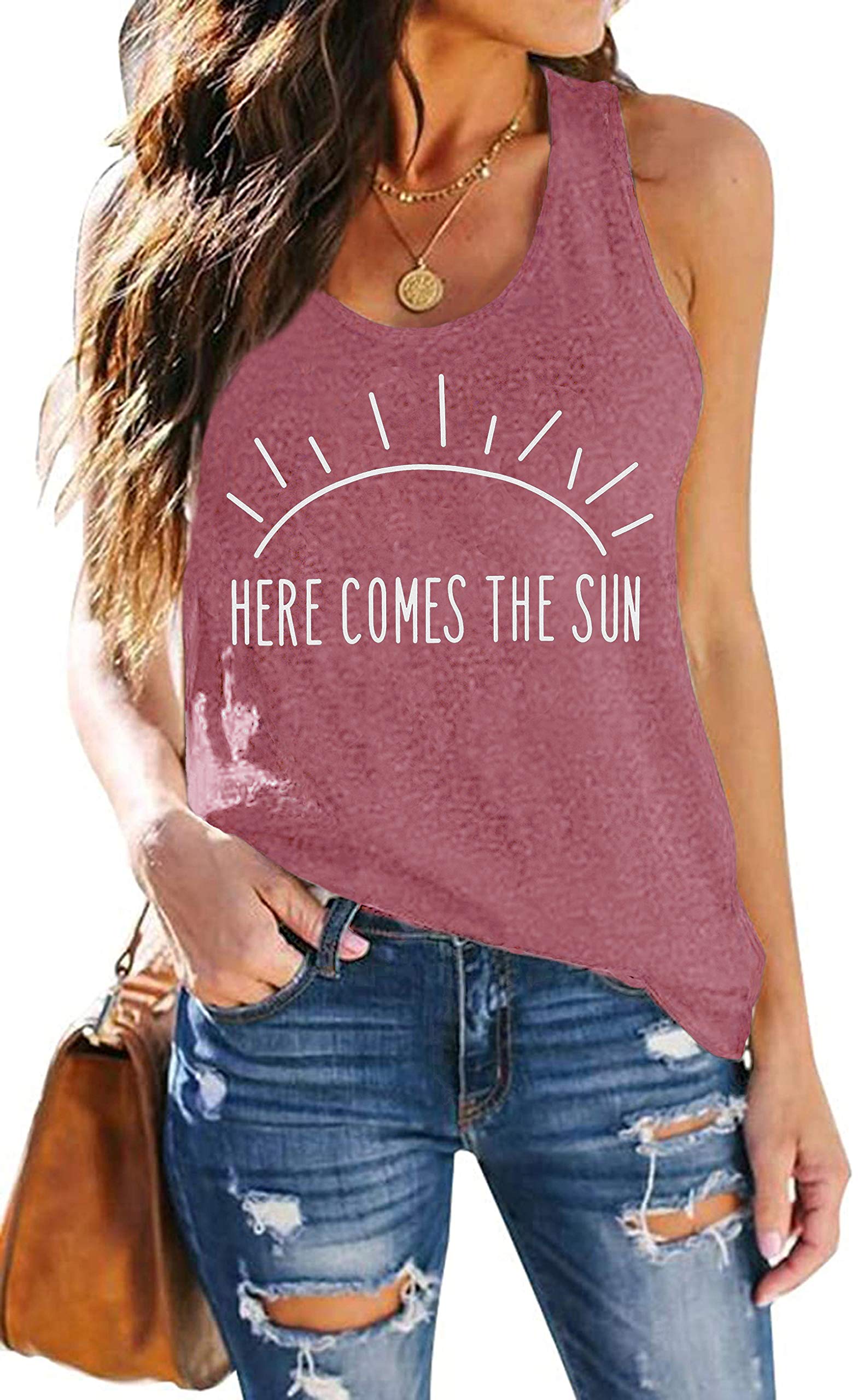 LAZYCHILD 'The Lake is My Happy Place' Women's Graphic Tank Top - Sleeveless Summer Cami Tee for Beach, Vacation & Outdoor Activities