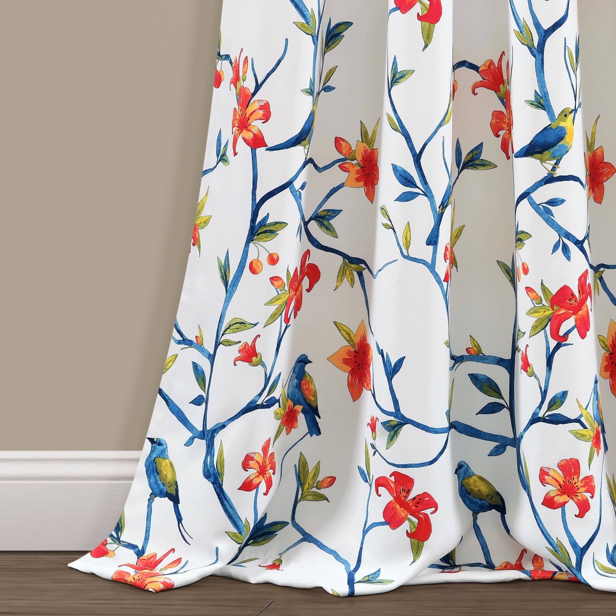Neela Birds Light Filtering Window Curtain Panel Set - Soft Sheer Drapes for Living Room, Bedroom & Nursery - UV Protection & Privacy