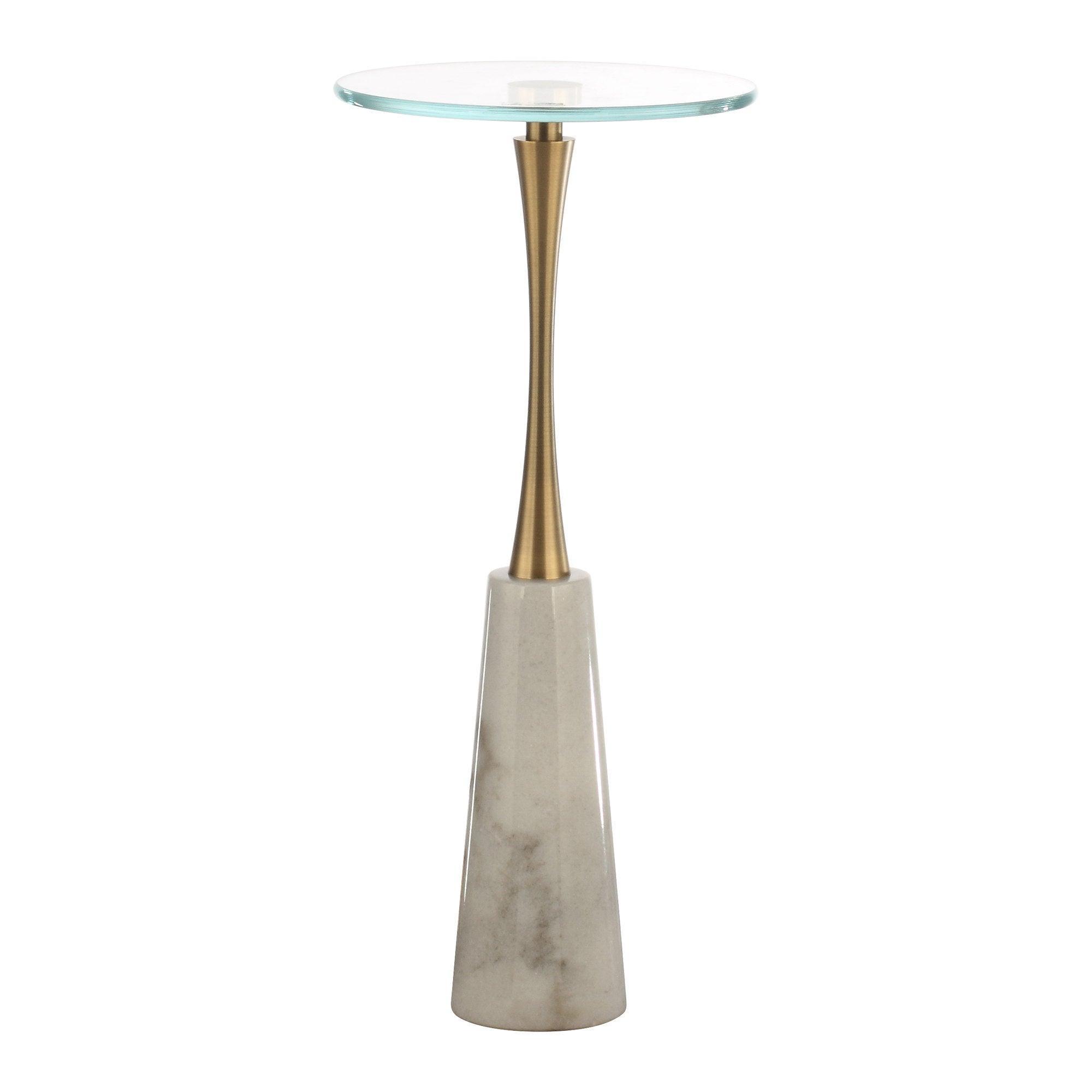 Luxury Golden Marble & Metal Pedestal Table - Elegant Side Table for Living Room, Bedroom, or Office Decor | Modern Home Accent Furniture for Dining Area & Entryway