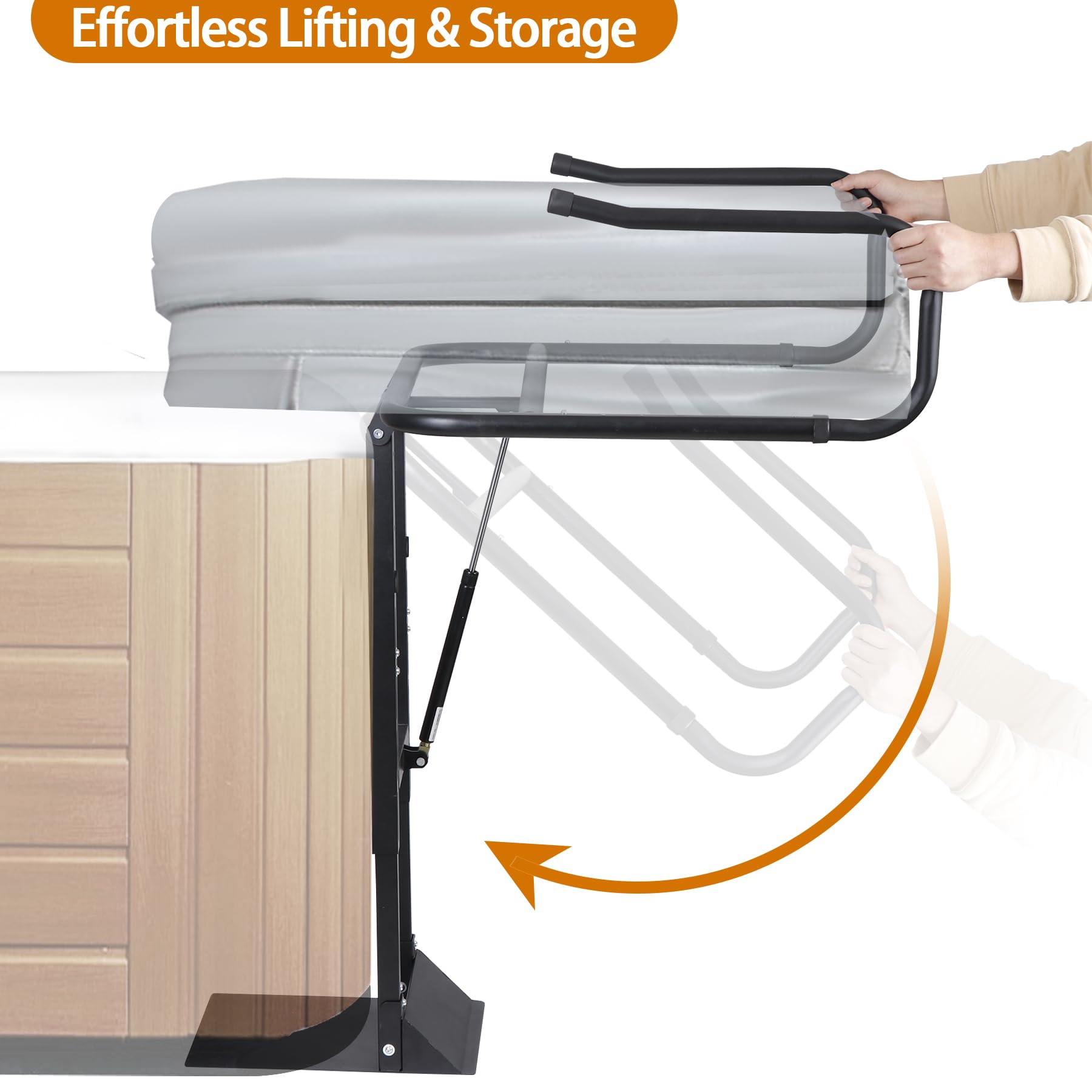 Heavy Duty Hot Tub Cover Lifter - Pneumatic Spa Cover Holder with Adjustable U-Arms & Reinforced Brackets - Fits Most Spas & Hot Tubs - Perfect for Easy Cover Removal & Protection