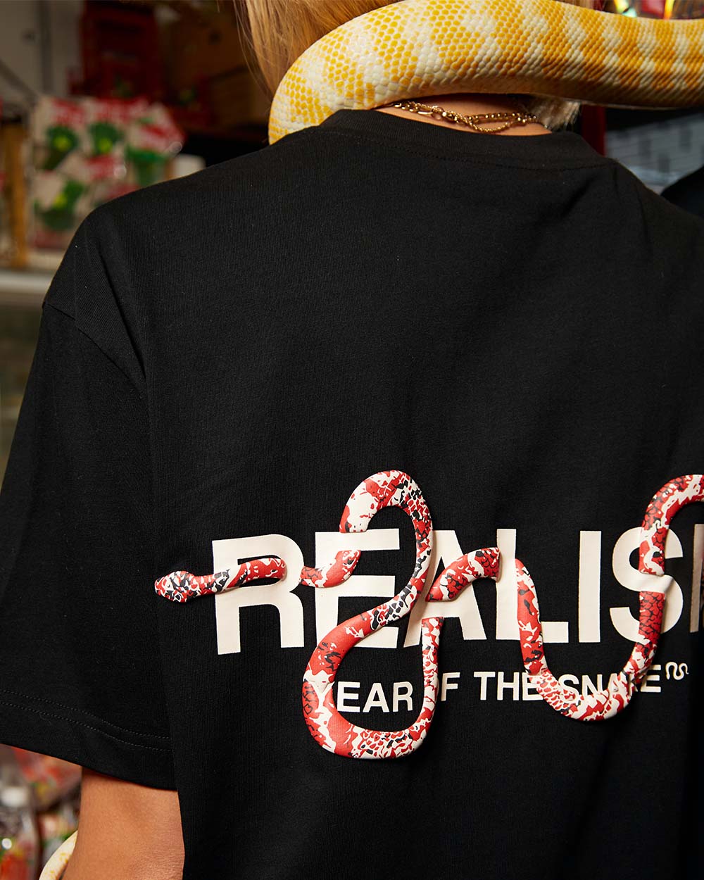 SSS Realism Snake Logo T-Shirt for Men - Black Cotton Graphic Tee - Streetwear Fashion for Casual Wear & Urban Style