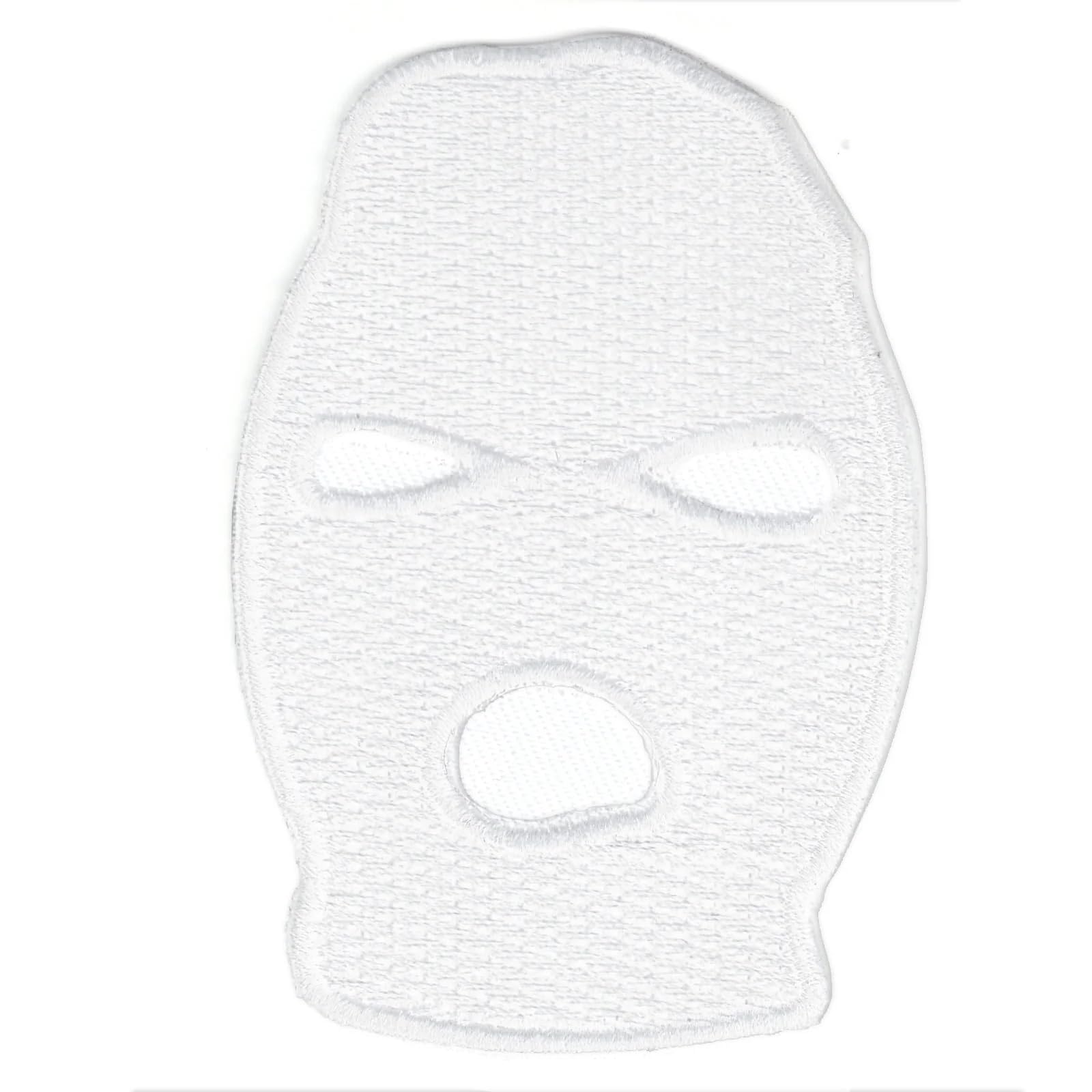 Black & White Embroidered Ski Mask - Iron On Patch for Robber & Rap Costume - Perfect for Halloween, Cosplay, and Themed Parties