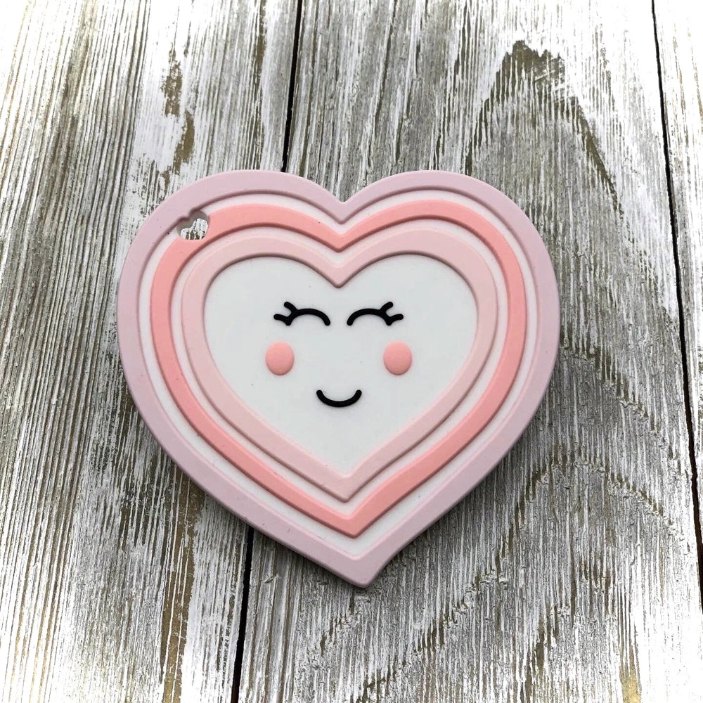 Little Cheeks Silicone Teether for Babies - Pink Heart Shape, BPA-Free, Soothing Gum Relief for Teething Infants | Perfect for Home, Travel & Daycare Use