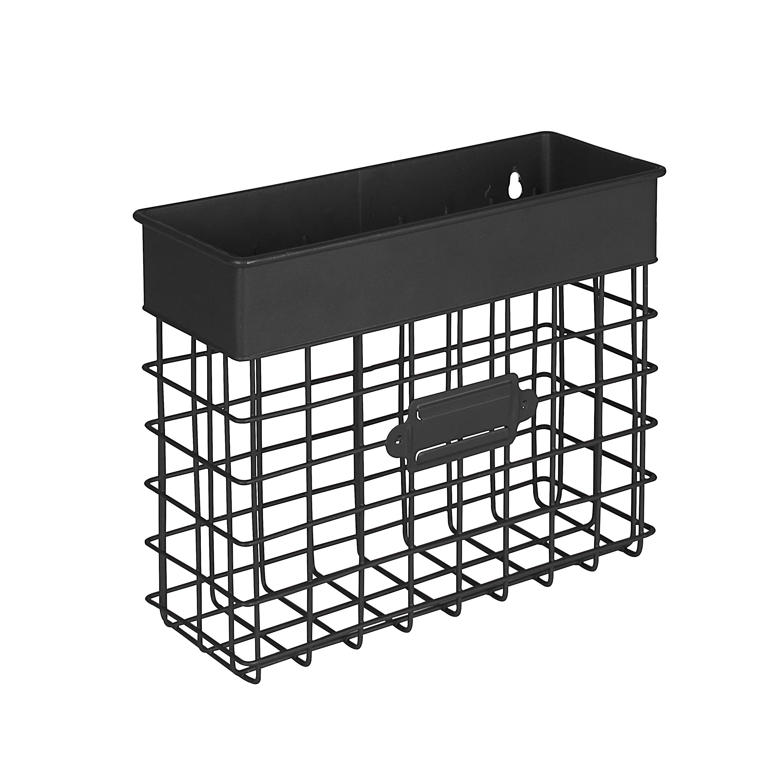 Vintage Wall Mount Paper Organizer - Small Black File Sorter for Mail, Documents & Letters | Perfect for Entryway, Home Office & Workspace Organization