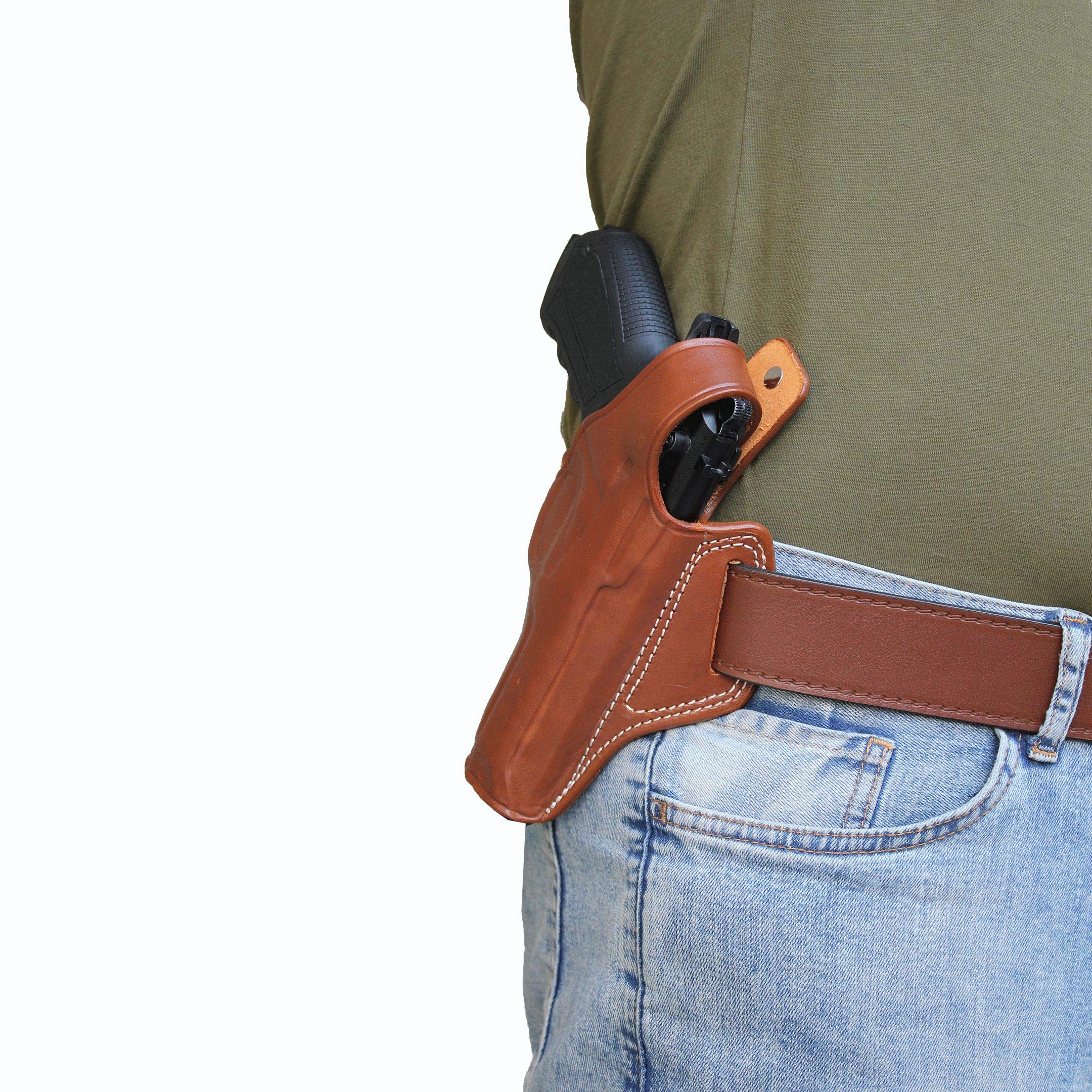 Handmade Leather OWB Carry Two Slot Thumb Break Gun Holster for Sig P226 | Premium Concealed Carry Holster for Outdoor, Range & Tactical Use