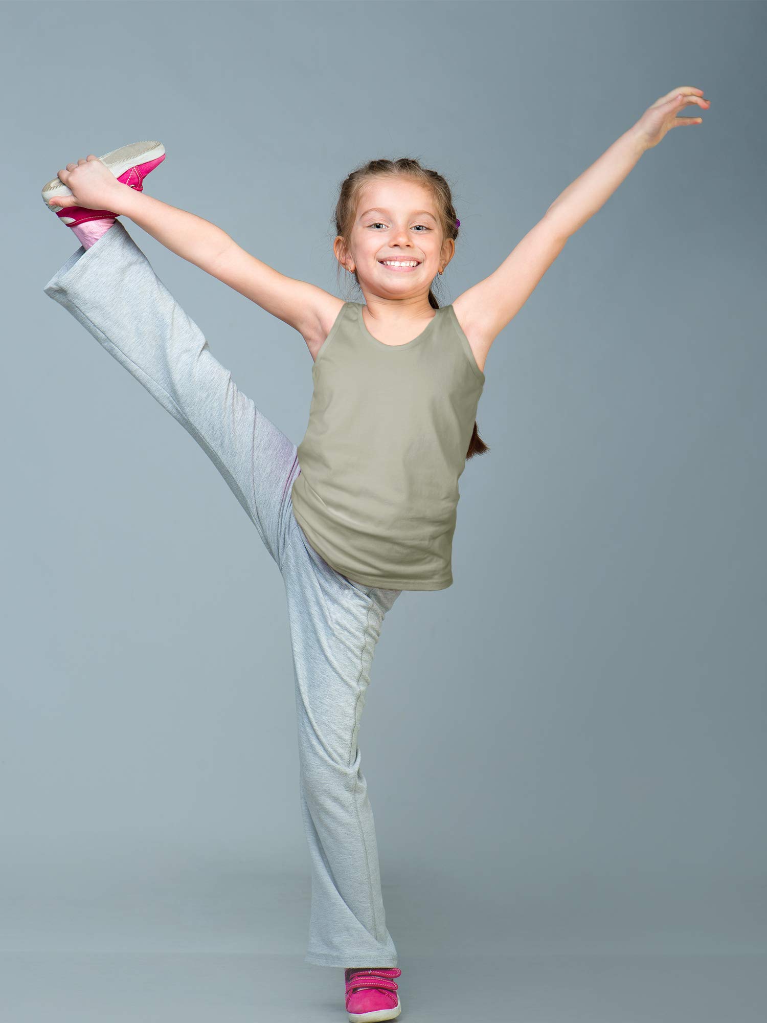 SATINIOR 4-Pack Girls Dance Tank Tops - Racerback Crop Tops, Sleeveless Athletic Wear for Dance, Gymnastics & Yoga - Breathable Performance Tops for Kids & Teens (Ages 5-14) - Perfect for Dance Class, Gym Workouts & Casual Wear