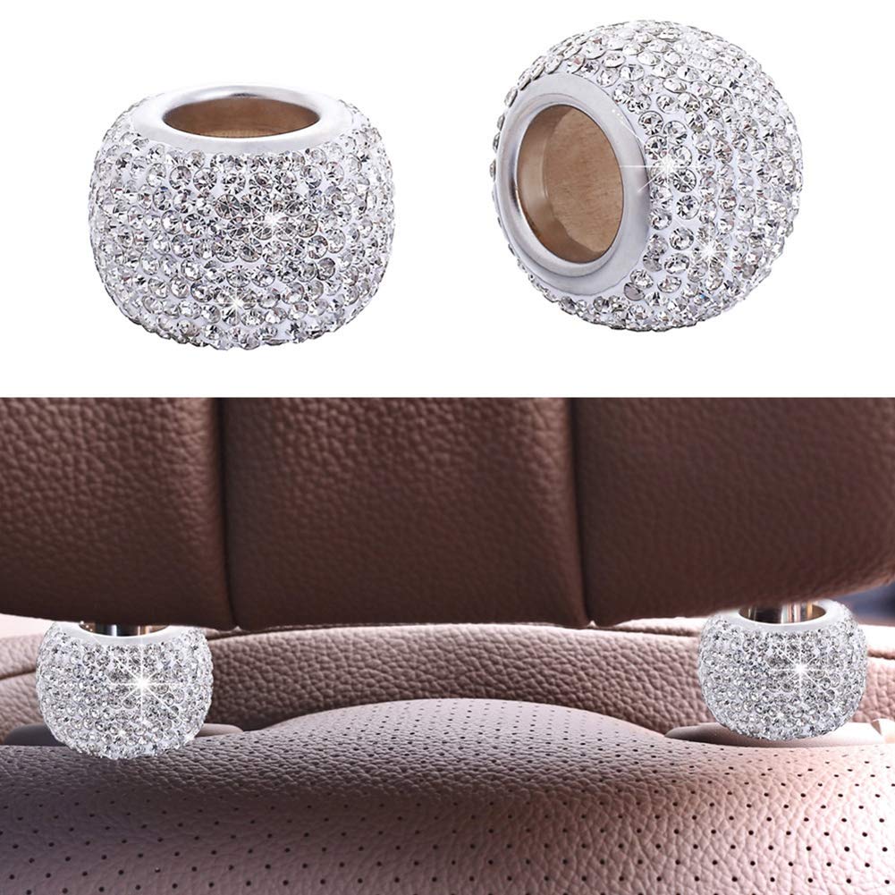 Bling Crystal Car Headrest Collar - 2PCS Universal Seat Decor for Luxury Cars