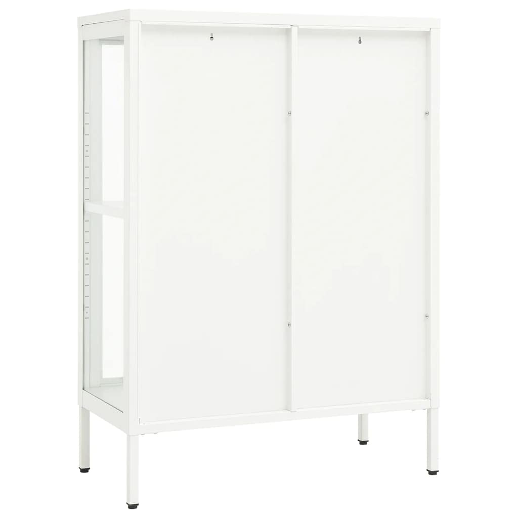vidaXL Modern White Sideboard - Steel & Glass Storage Cabinet with Adjustable Shelf & Glass Door Compartments | Perfect for Living Room, Dining Room & Home Office Organization