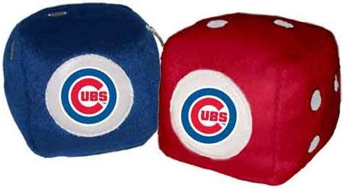 Chicago Cubs MLB Baseball Fuzzy Dice Rearview Mirror - Car Accessories for Baseball Fans & Sports Enthusiasts - Perfect for Game Day, Road Trips & Vintage Car Decor