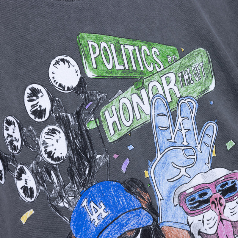 Honor The Gift x Politics Tailgate T-Shirt - Pigment Black - Stylish Graphic Tee for Casual Wear, Street Fashion & Everyday Outfits