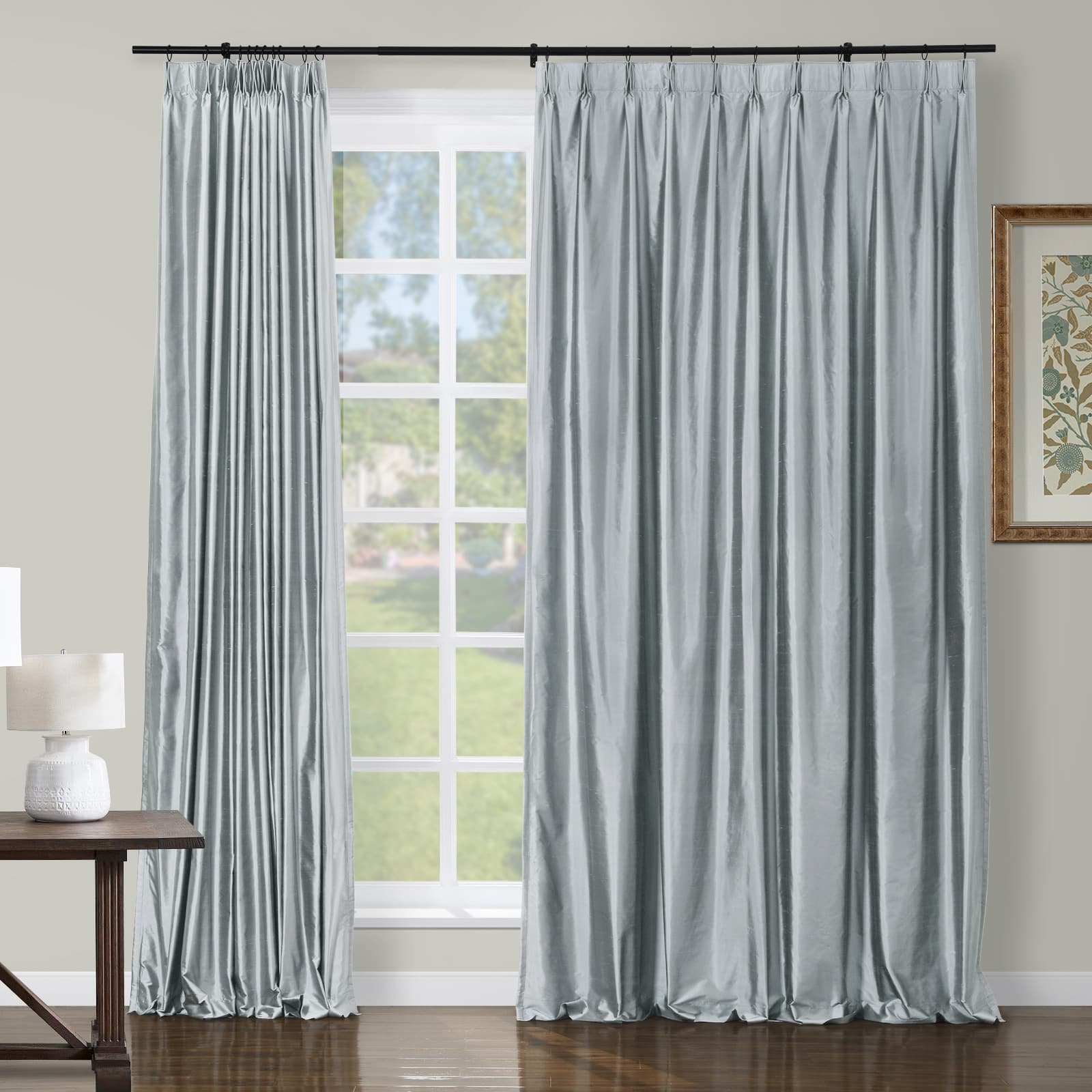 Selman Dupioni Silk Drapery Pleated Curtains - Elegant Window Treatments for Living Room & Bedroom