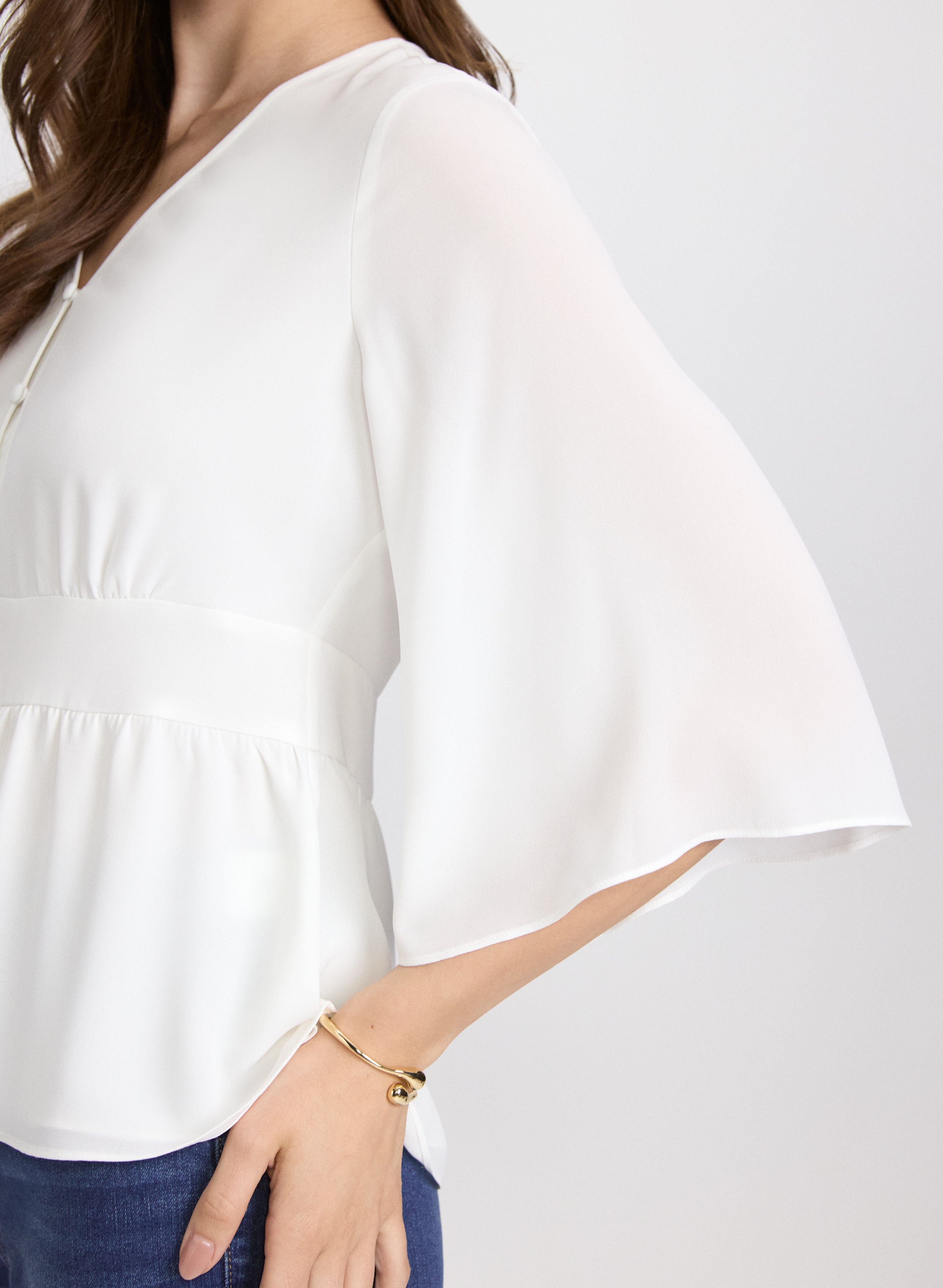 Flare Sleeve Button Down Blouse for Women - Stylish Ruffle Cuff Shirt | Office Wear, Date Night & Casual Outfits