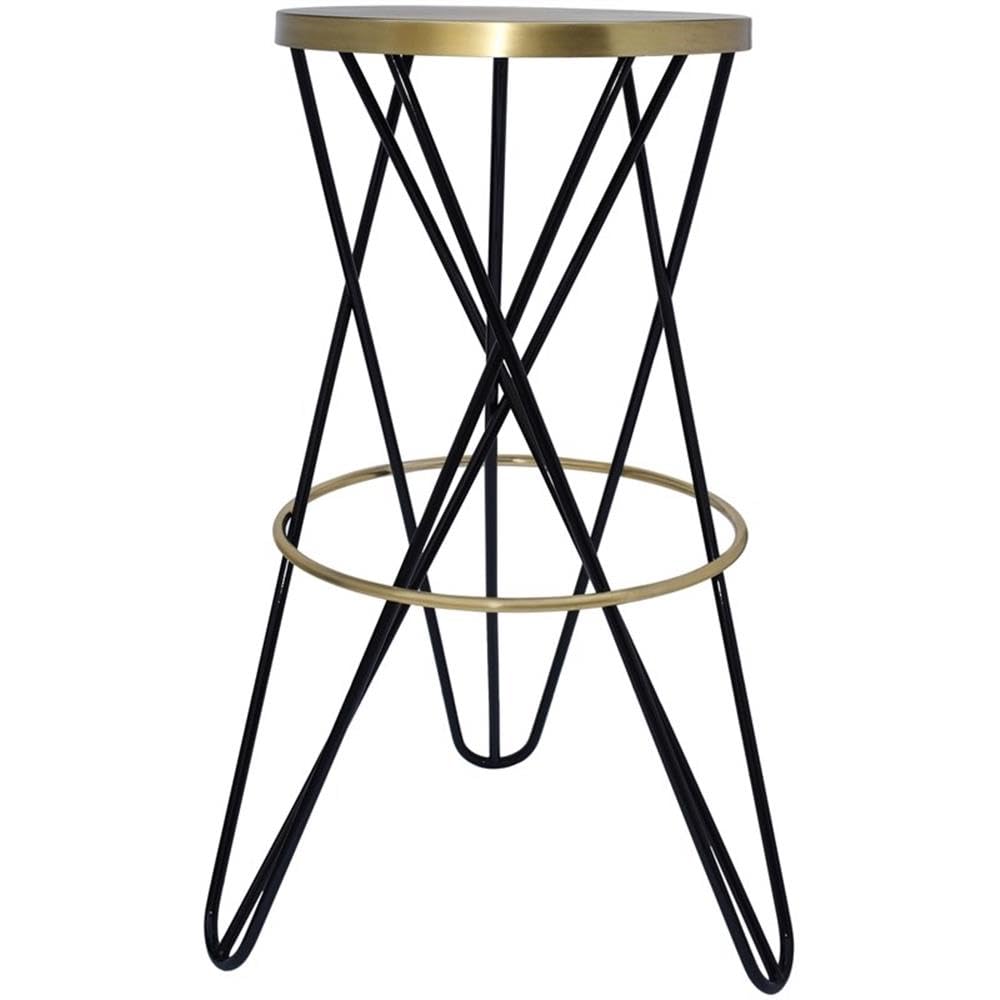 Modern Iron Bar Stool with Brushed Gold Finish & Black Powder Coating - Meridian Furniture 946Black Mercury Collection | Perfect for Kitchen Islands, Breakfast Bars & Contemporary Home Decor