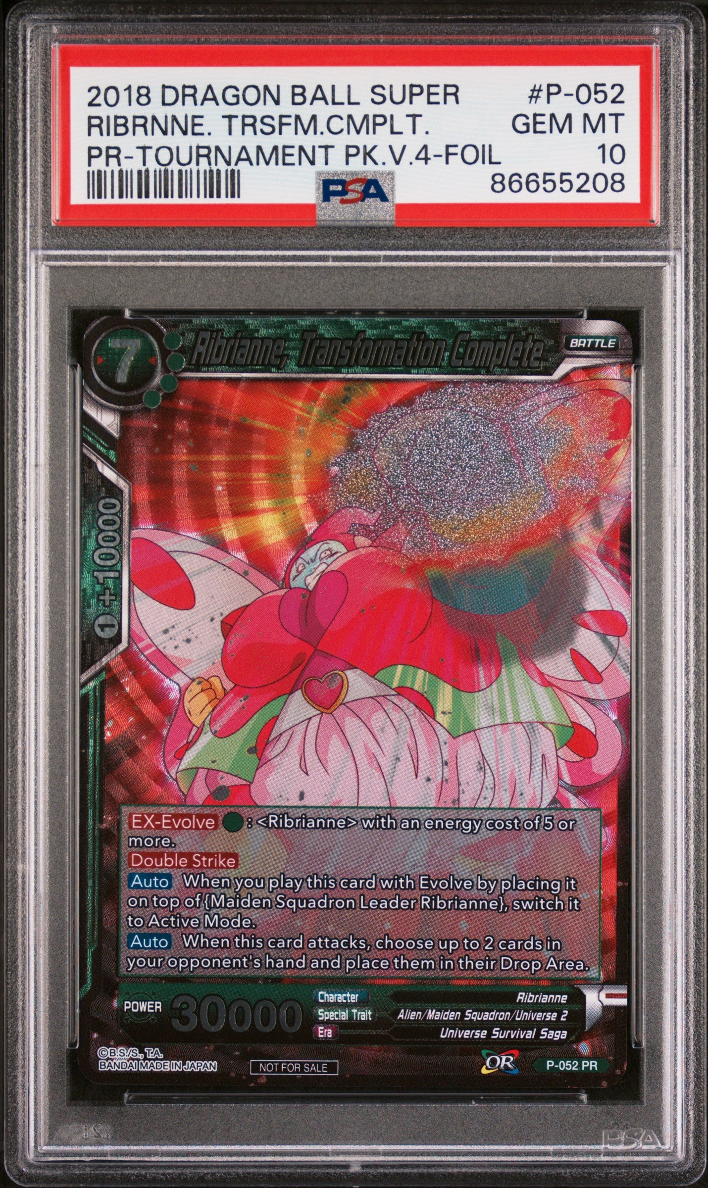2018 Dragon Ball Super Ribrianne Transform Complete #P 052 PSA 10 Graded Card - Perfect for Anime Collectors & Dragon Ball Z Fans Display