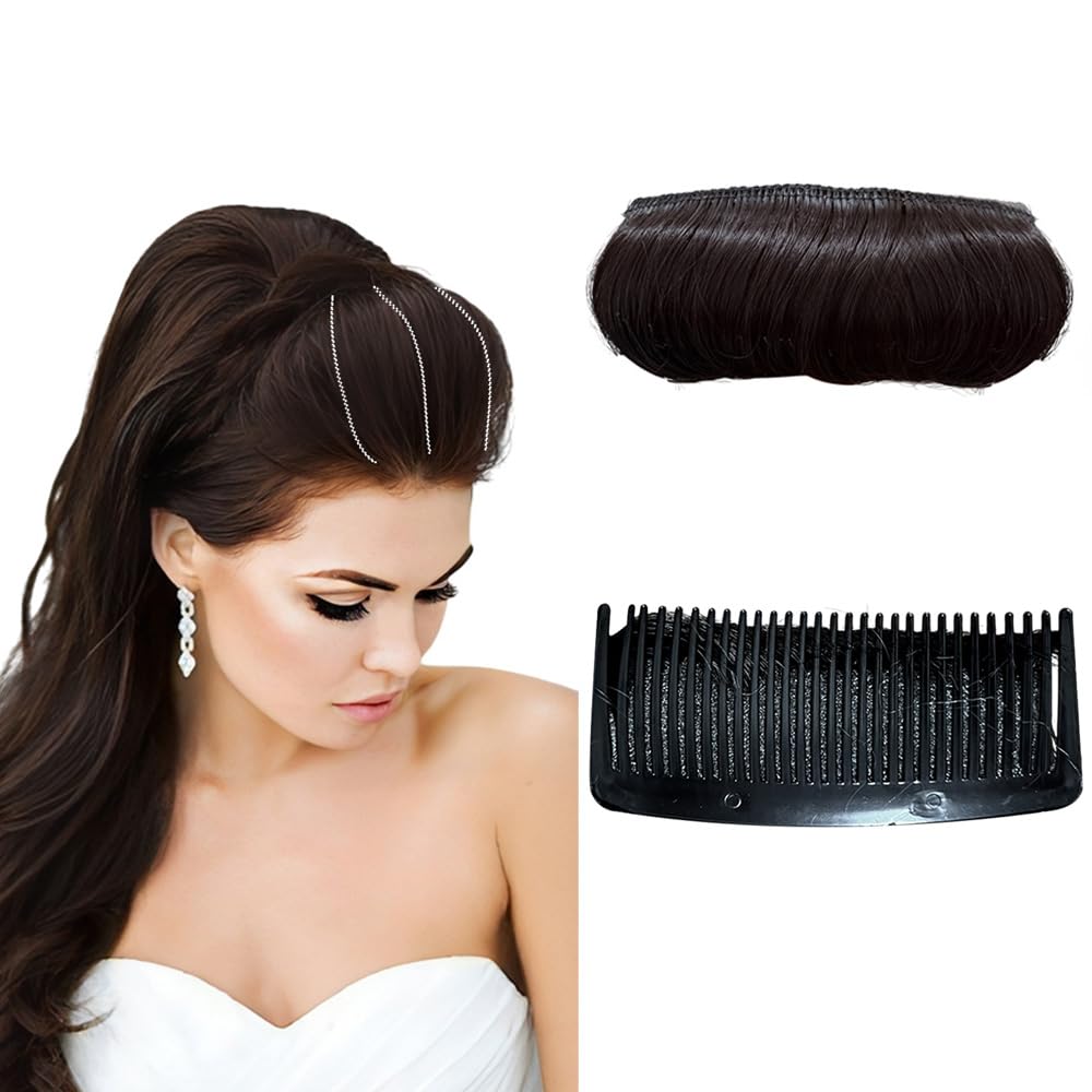 VIEWS Bump Puff Maker Hair Extensions - Brown Volumizing Hairpiece for Bottom Bump & Top Styling | Perfect for Weddings, Prom & Everyday Volume Boost
