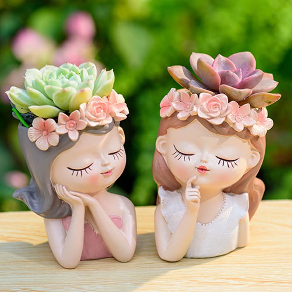 Small Cute Face Succulent Pots with Drainage Hole - Fairy Garden Planters for Indoor Plants, Tiny Cactus Containers - Perfect Gift for Plant Lovers & Home Decor - Ideal for Windowsills, Office Desks and Fairy Garden Displays