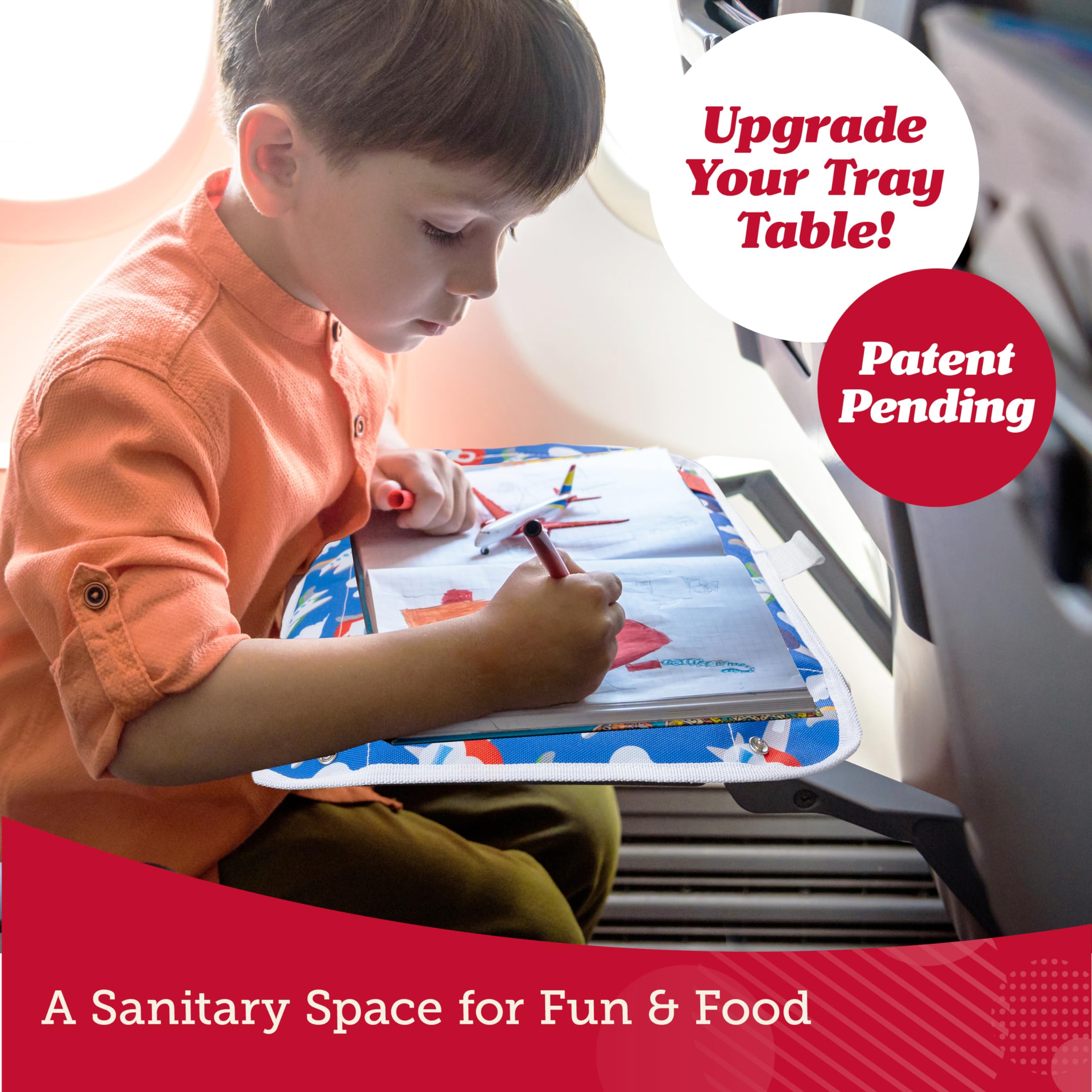 **Lusso Gear Kids Airplane Tray Table Cover with Pockets - Toddler Travel Essentials for Airplane & Train - Portable Baby Travel Tray for Snacks & Toys - Perfect for Long Flights & Road Trips (Unicorn Design)**