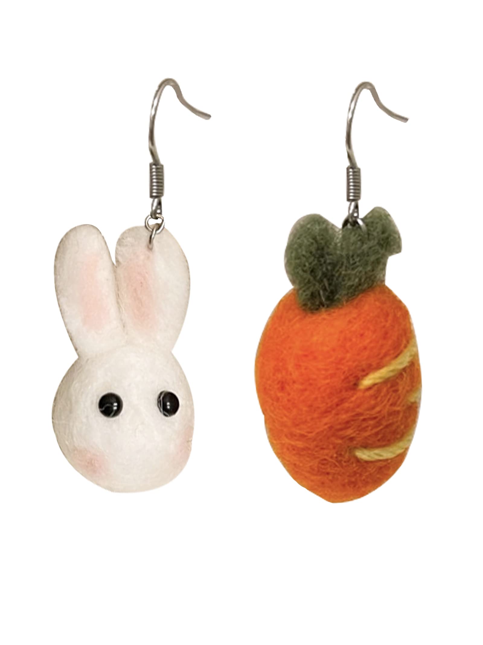 Handmade Easter Bunny & Carrot Plush Earrings - Cute Holiday Jewelry Gifts for Women & Girls | Perfect for Easter Celebrations, Spring Parties & Festive Outfits