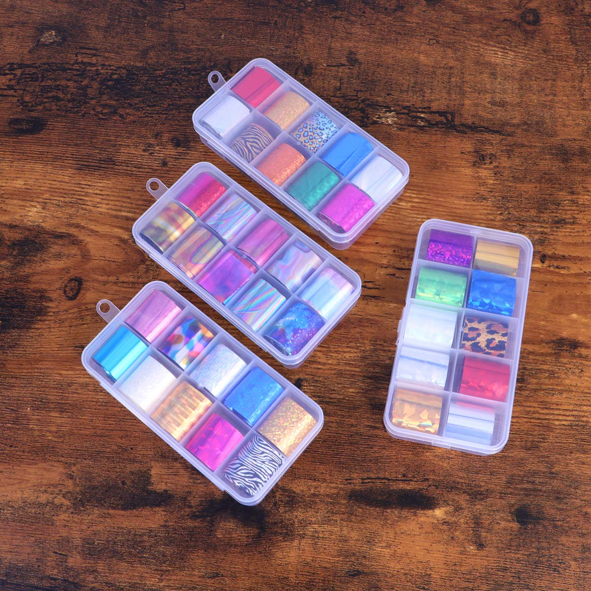 EXCLUZO 4 Set Holographic Nail Art Glitter Stickers - Colorful Starry Sequins & Sparkle Decals for DIY Nail Designs | Perfect for Manicures, Parties, and Special Occasions