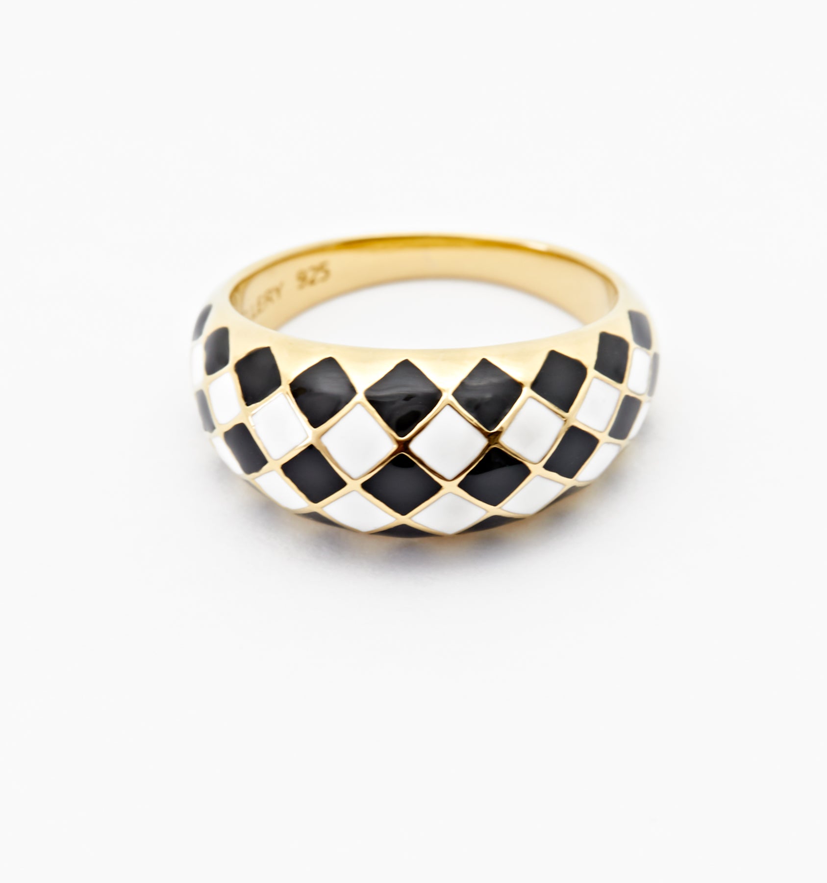 Checker Ring - Stylish Black and White Patterned Ring for Women | Perfect for Casual Wear, Parties & Everyday Fashion Accessories