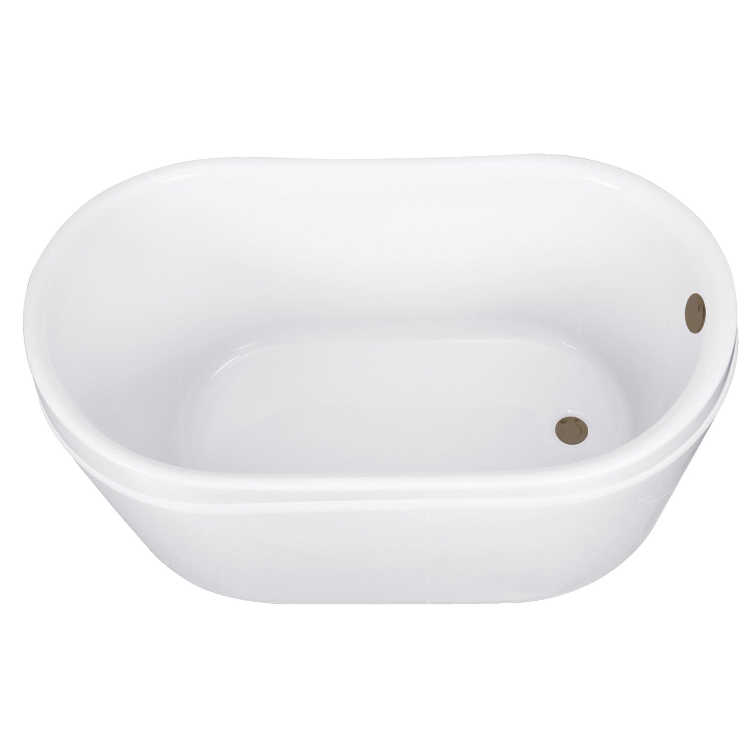 Aqua Eden 52 Inch Acrylic Oval Freestanding Bathtub - Glossy White with Antique Brass Overflow/Drain - Double Slipper Design for Luxury Bathroom & Spa Relaxation