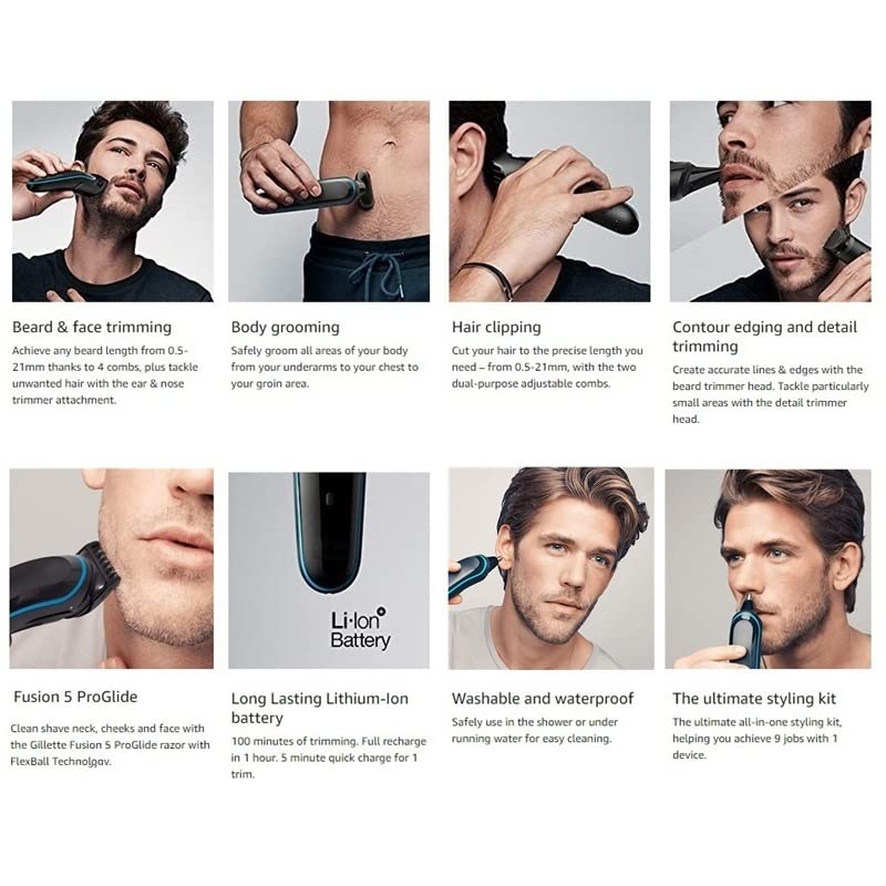 Professional Hair Clippers Set for Men - Electric Beard Trimmer, Body Groomer & Nose/Ear Hair Trimmer with Universal Voltage - Perfect for Home Grooming, Travel & Salon Use