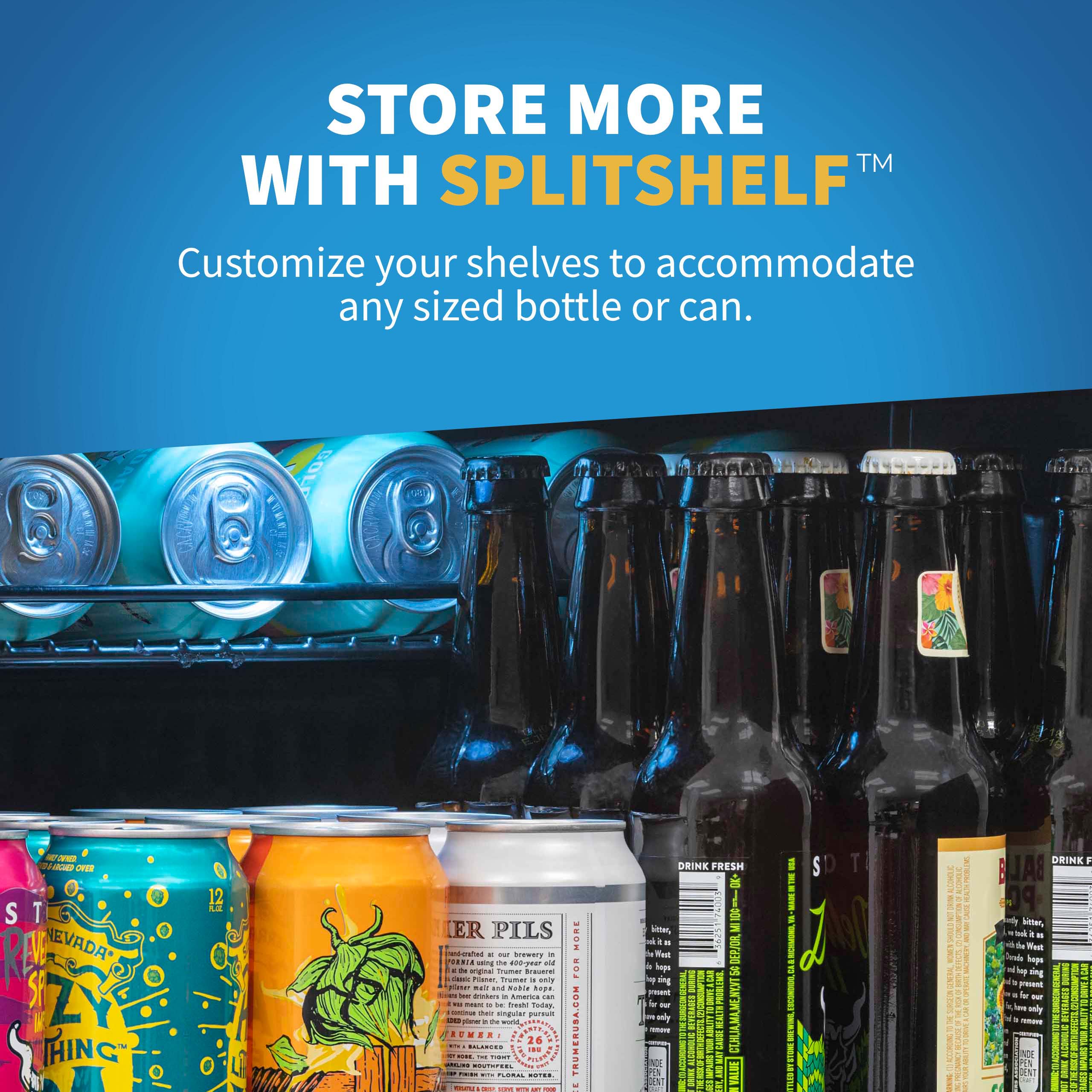 Newair® 160 Can Freestanding Stainless Steel Beverage Refrigerator - Perfect for Home Bar, Office, or Garage - Keep Drinks Cold & Organized