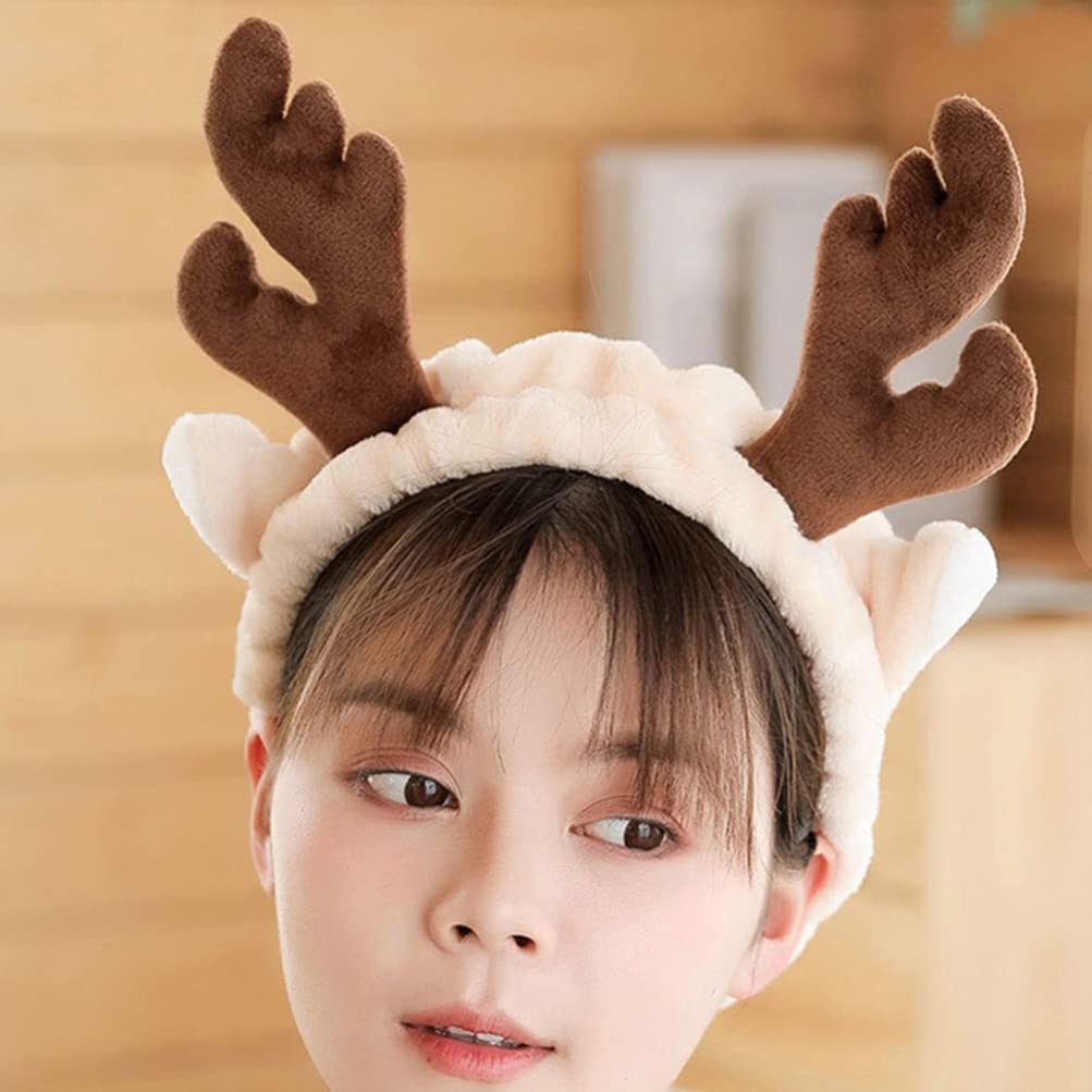 Kesyoo 2-Pack Antler Headbands for Women & Girls - Cute Hair Accessories, Sports Headbands, Face Washing Bands - Korean Style Hair Ties & Ribbons (Perfect for Halloween, Christmas, Cosplay & Daily Wear)