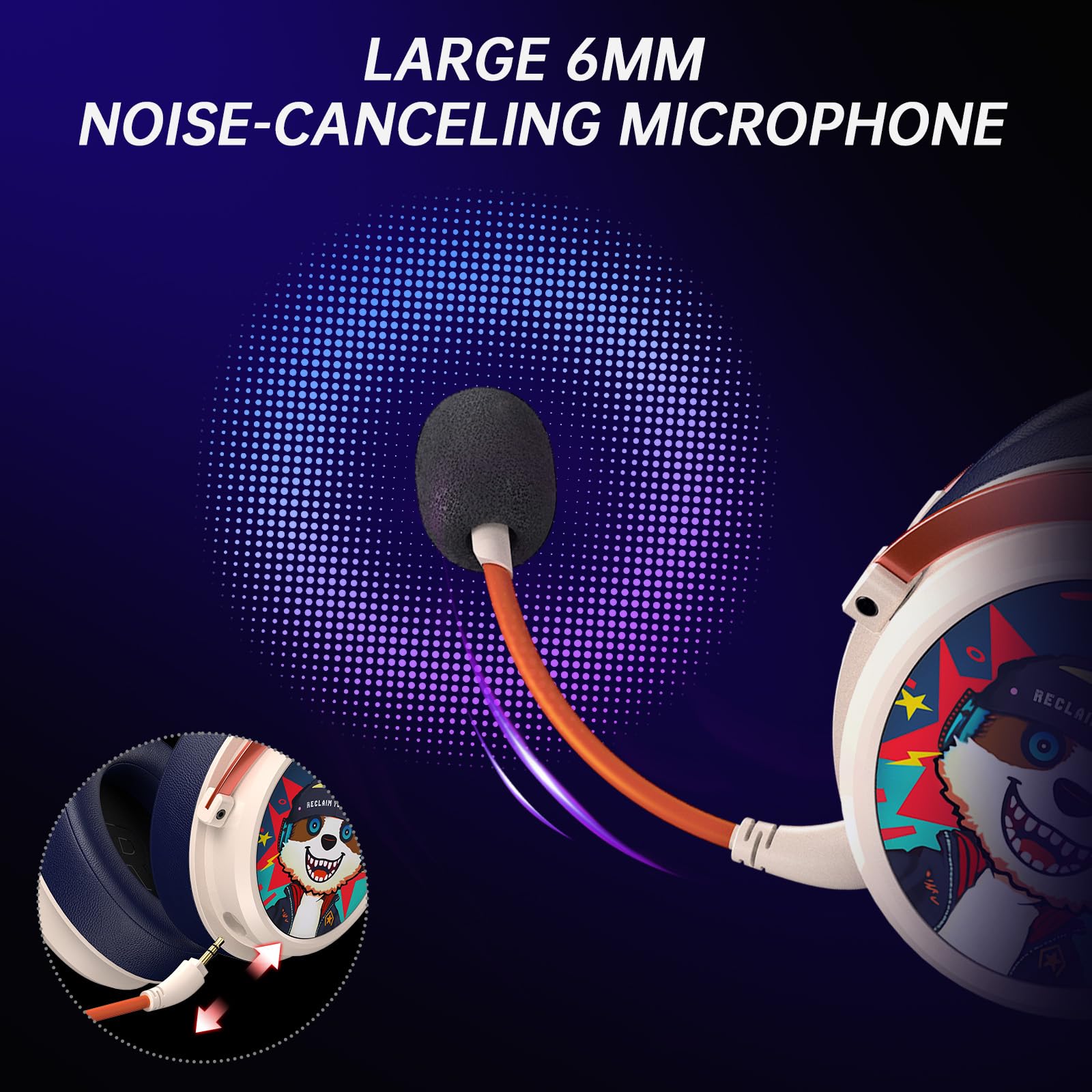 Wireless Gaming Headset with 7.1 Surround Sound - Bluetooth 5.4 & 2.4GHz USB Connectivity - 6mm Noise Canceling Mic - Compatible with PC, PS5, PS4, Mac & Nintendo Switch (White) - Perfect for Online Gaming, Streaming & Virtual Meetings