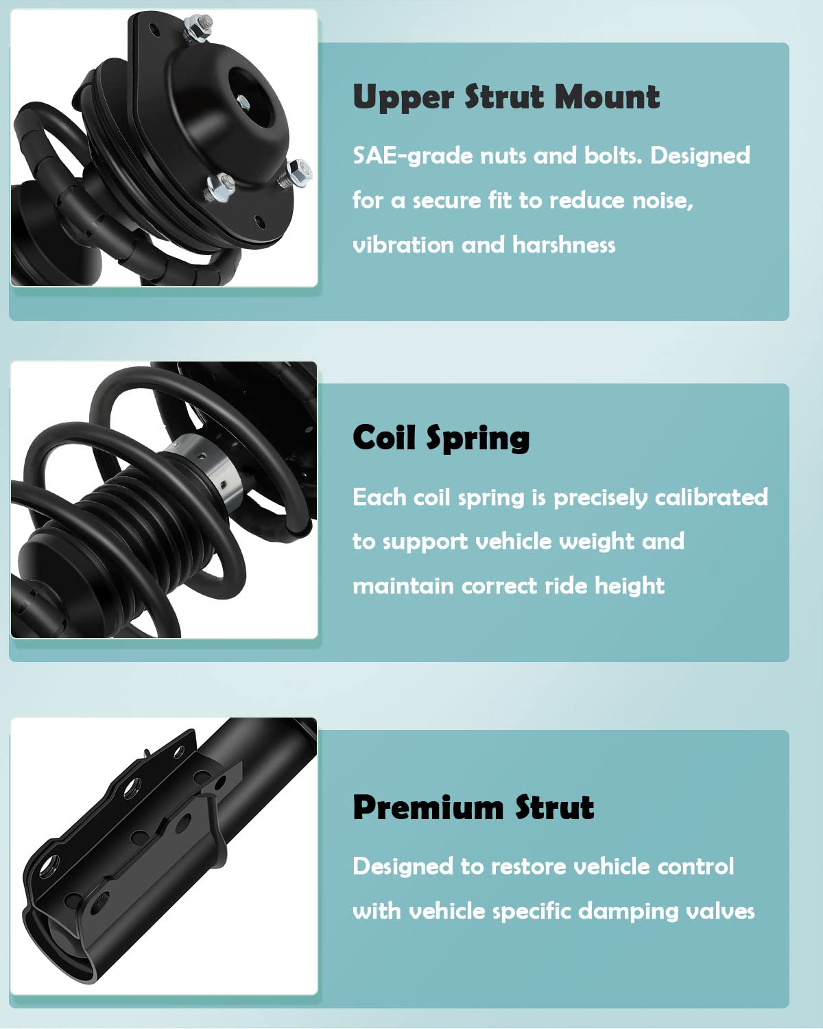 SCITOO 2Pcs Complete Strut and Shock Assembly for Chevrolet Cobalt, HHR & Pontiac G5 - 172179L Shock Absorber - Front/Rear Suspension Replacement for Smooth Ride & Enhanced Vehicle Stability