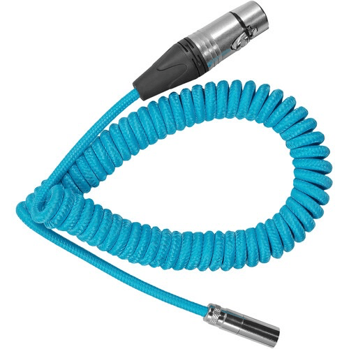 Kondor Blue Coiled Mini XLR to XLR Cable for Canon C70 & BMPCC 4K/6K (12 to 24) - Professional Audio Connection for Filmmaking & Studio Recording