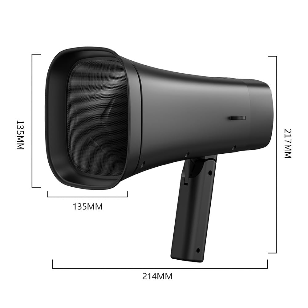 Solar-Powered Megaphone Speaker - Portable Wireless Outdoor PA System with Recording & LED Light - Handheld Voice Amplifier for Public Speaking, Teaching, Camping & Emergency Use - Includes Adjustable Strap