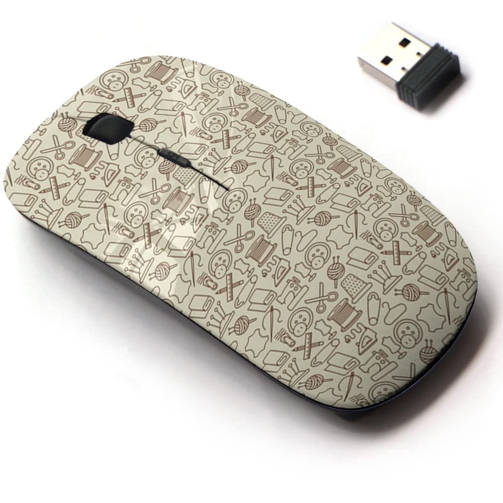 2.4G Wireless Mouse with Cute Pattern Design - Ergonomic Optical Mouse for Laptop, PC, Desktop Computer - Includes Nano USB Receiver - Perfect for Office, Home, Sewing & Crafting Work
