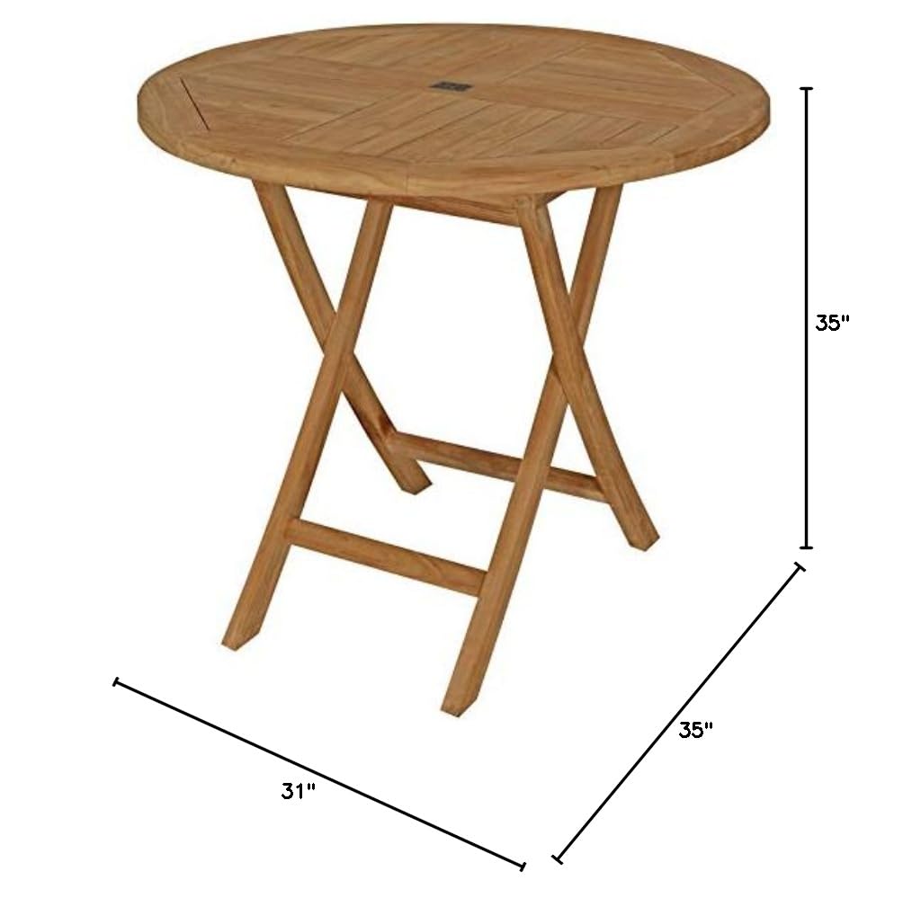 Premium Solid Teak Wood Sanibel Outdoor Folding Table - Seven Seas Weather-Resistant Patio Furniture for Poolside, Garden & Backyard Dining