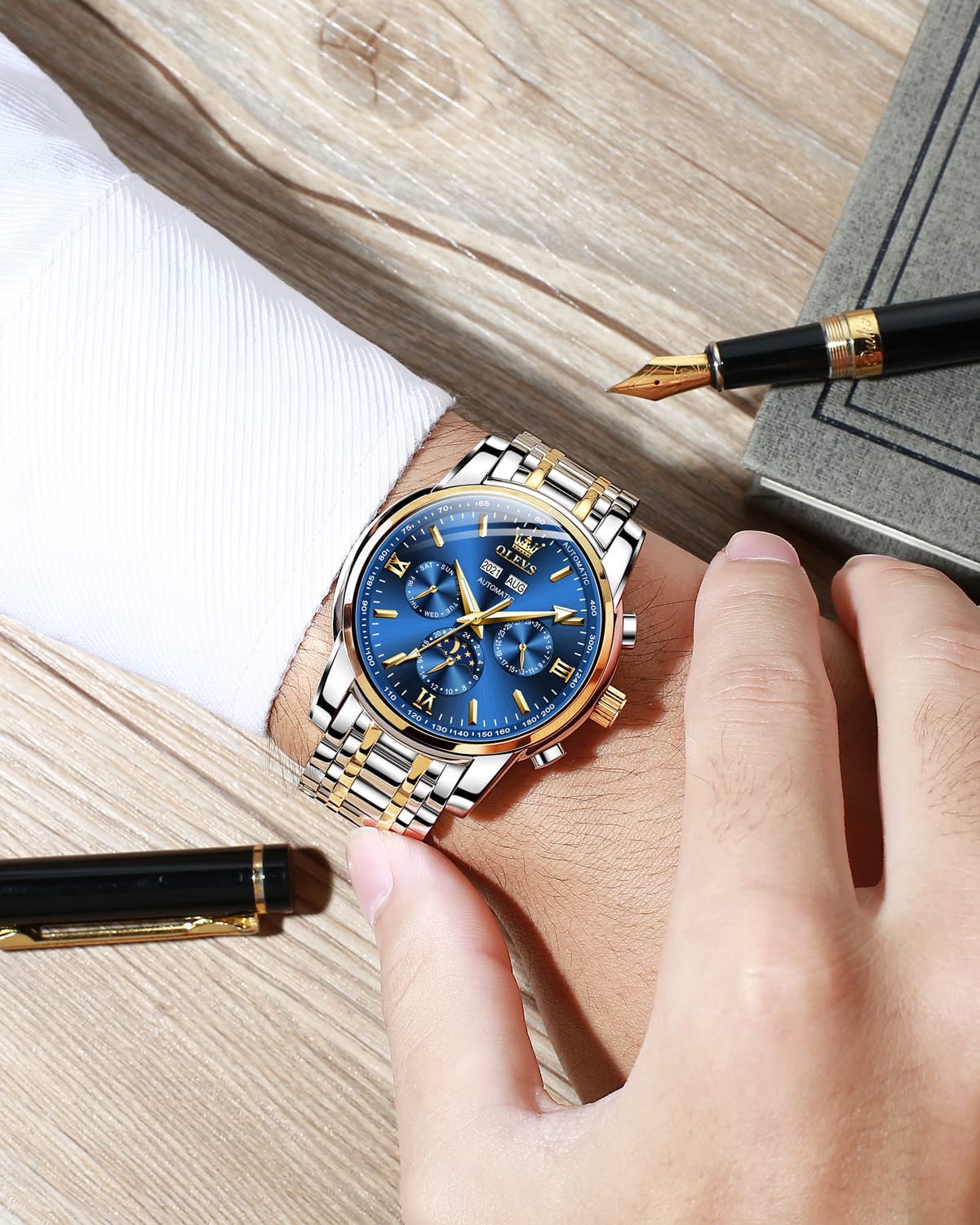 OLEVS Automatic Men's Watch - Luxury Stainless Steel, Waterproof & Luminous for Business & Night Out