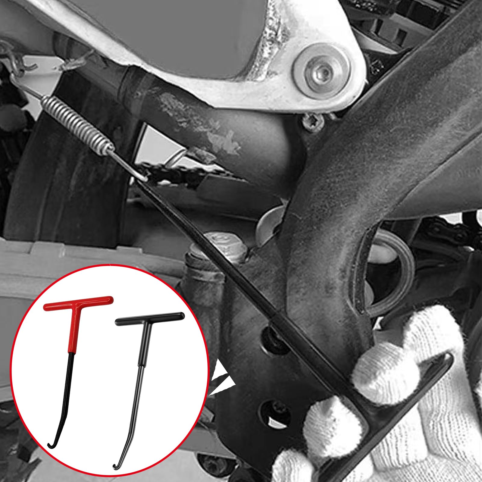 Motorcycle Exhaust Spring Puller Tool - T-Shaped Handle Spring Hooks for Dirt Bikes & Snowmobiles (2-Pack) | Easy Pipe Spring Removal for Maintenance & Repair