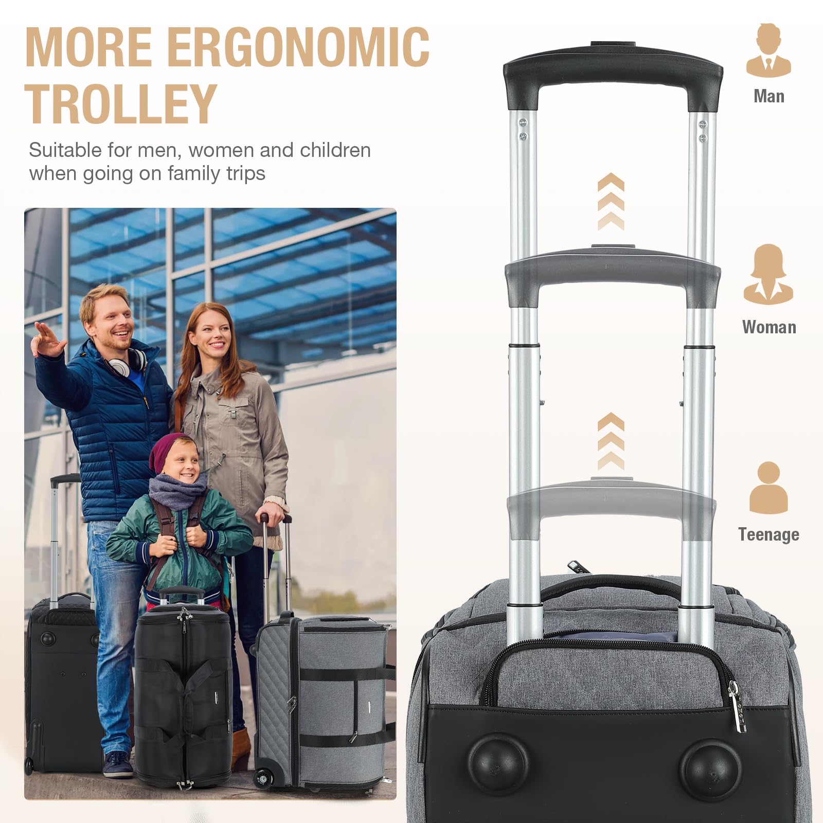 Convertible Rolling Garment Bag with Wheels & Shoes Compartment - Carry On Suit Luggage & Trolley Duffel for Business Travel, Wedding, Weekend Getaways (Grey) | Perfect for Airplane Trips, Business Meetings & Formal Events